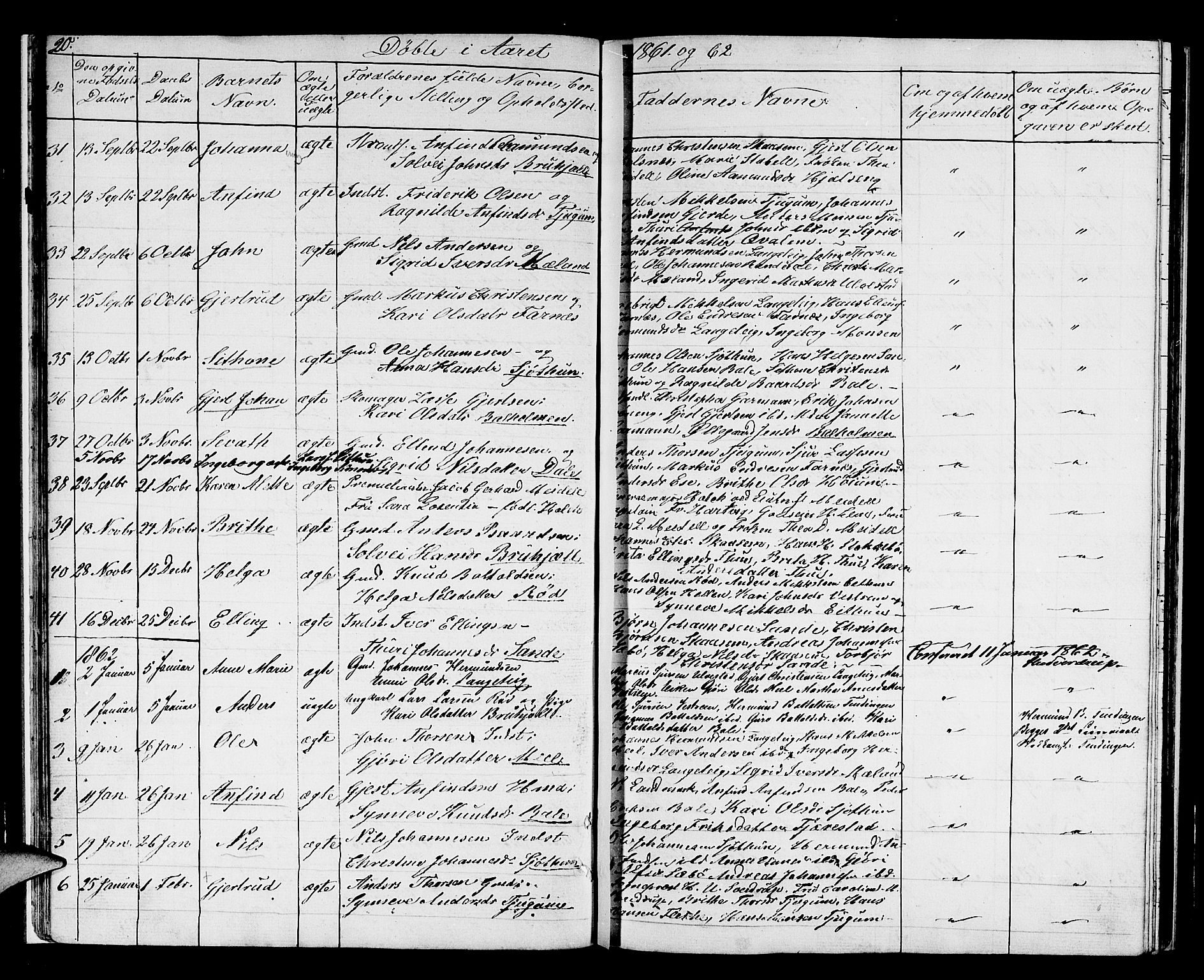 Balestrand sokneprestembete, AV/SAB-A-79601/H/Hab/Haba/L0001: Parish register (copy) no. A 1, 1853-1880, p. 20