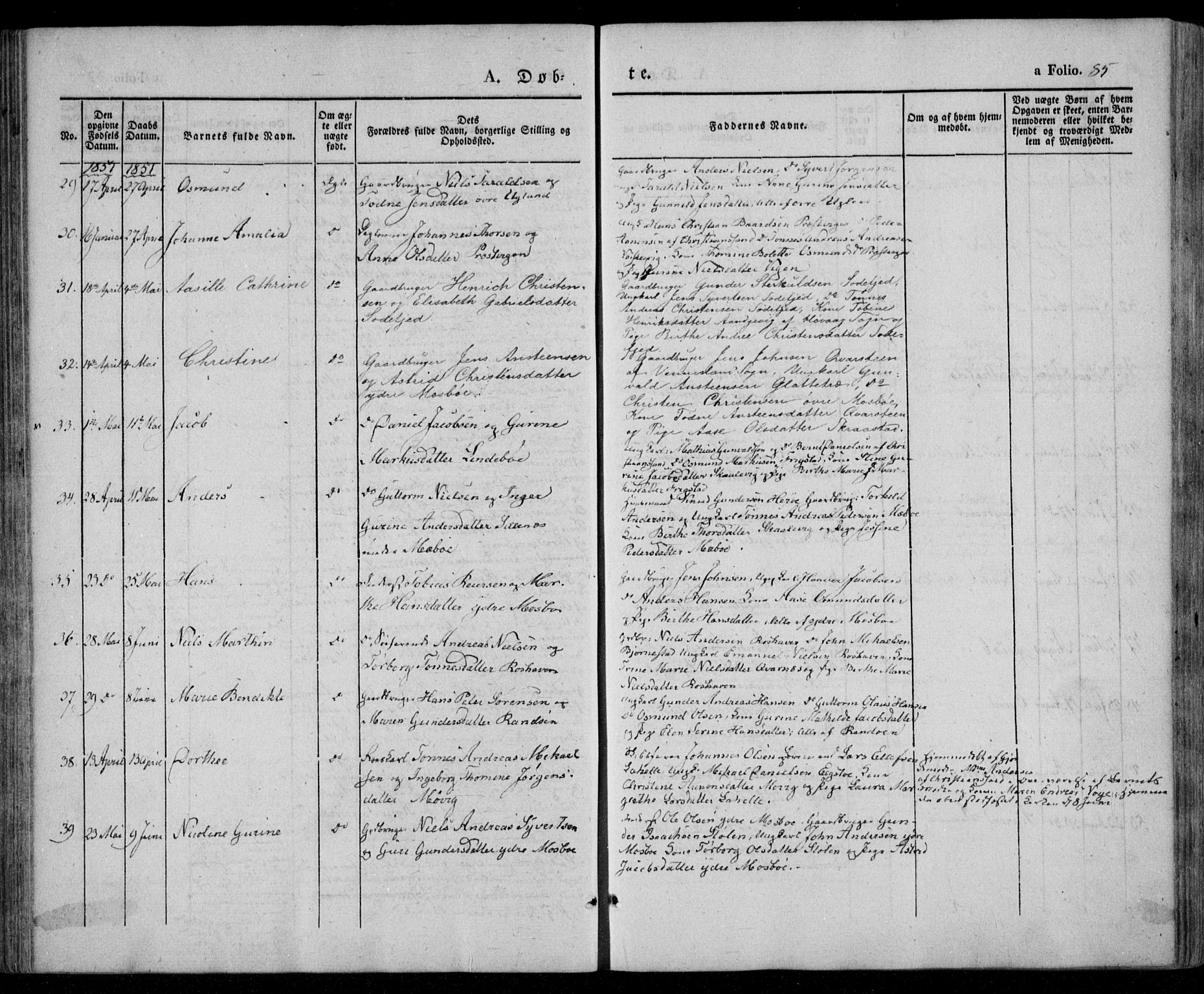 Oddernes sokneprestkontor, AV/SAK-1111-0033/F/Fa/Faa/L0006: Parish register (official) no. A 6, 1838-1851, p. 85