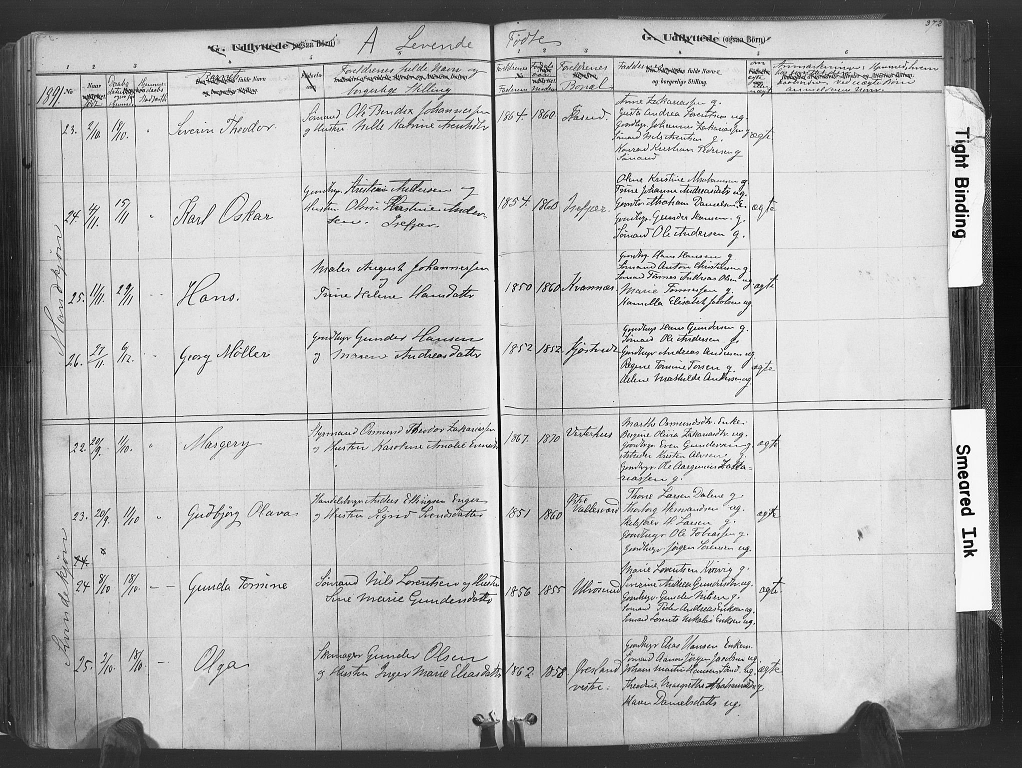 Høvåg sokneprestkontor, AV/SAK-1111-0025/F/Fa/L0005: Parish register (official) no. A 5, 1878-1893, p. 372