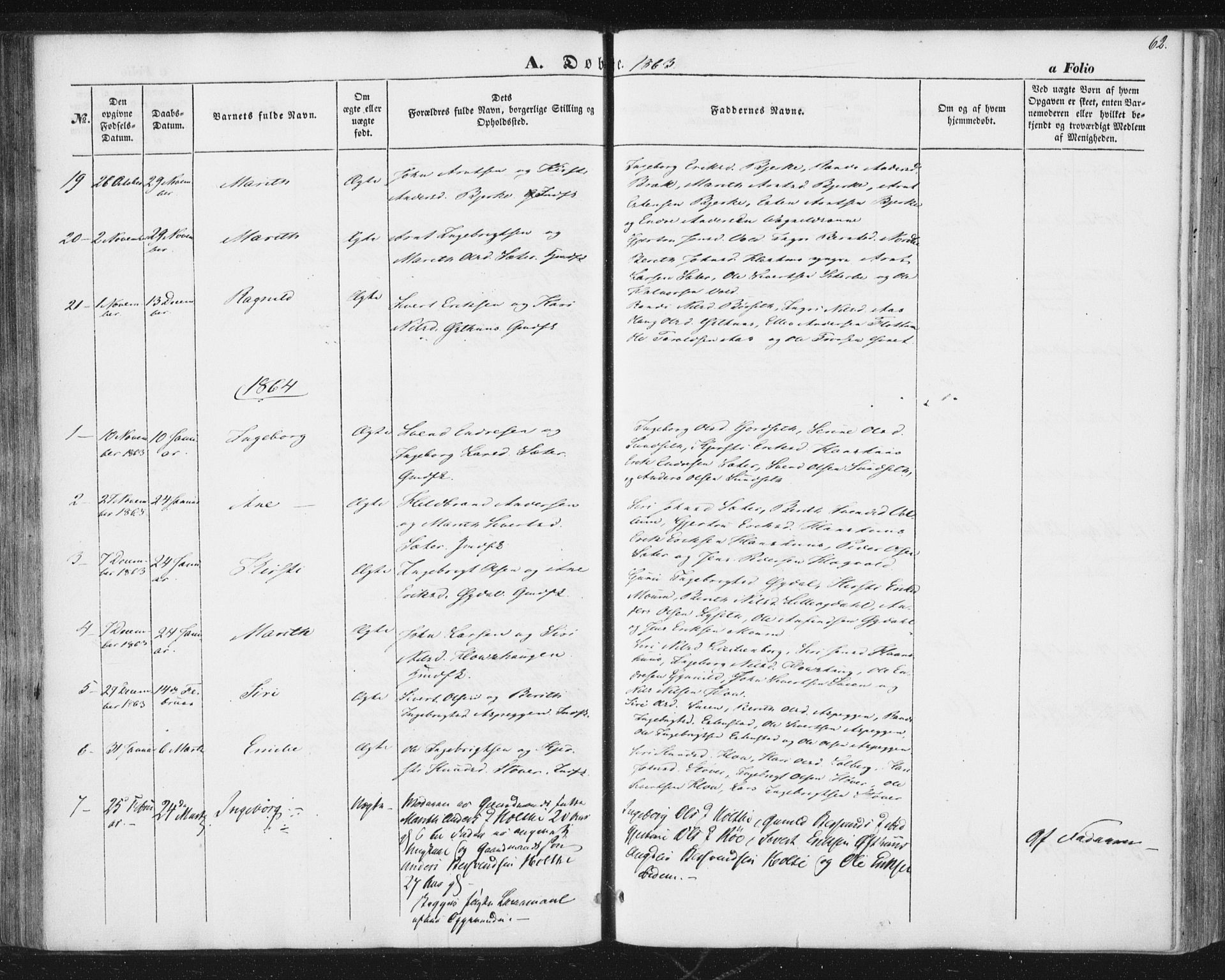 Ministerialprotokoller, klokkerbøker og fødselsregistre - Sør-Trøndelag, SAT/A-1456/689/L1038: Parish register (official) no. 689A03, 1848-1872, p. 62
