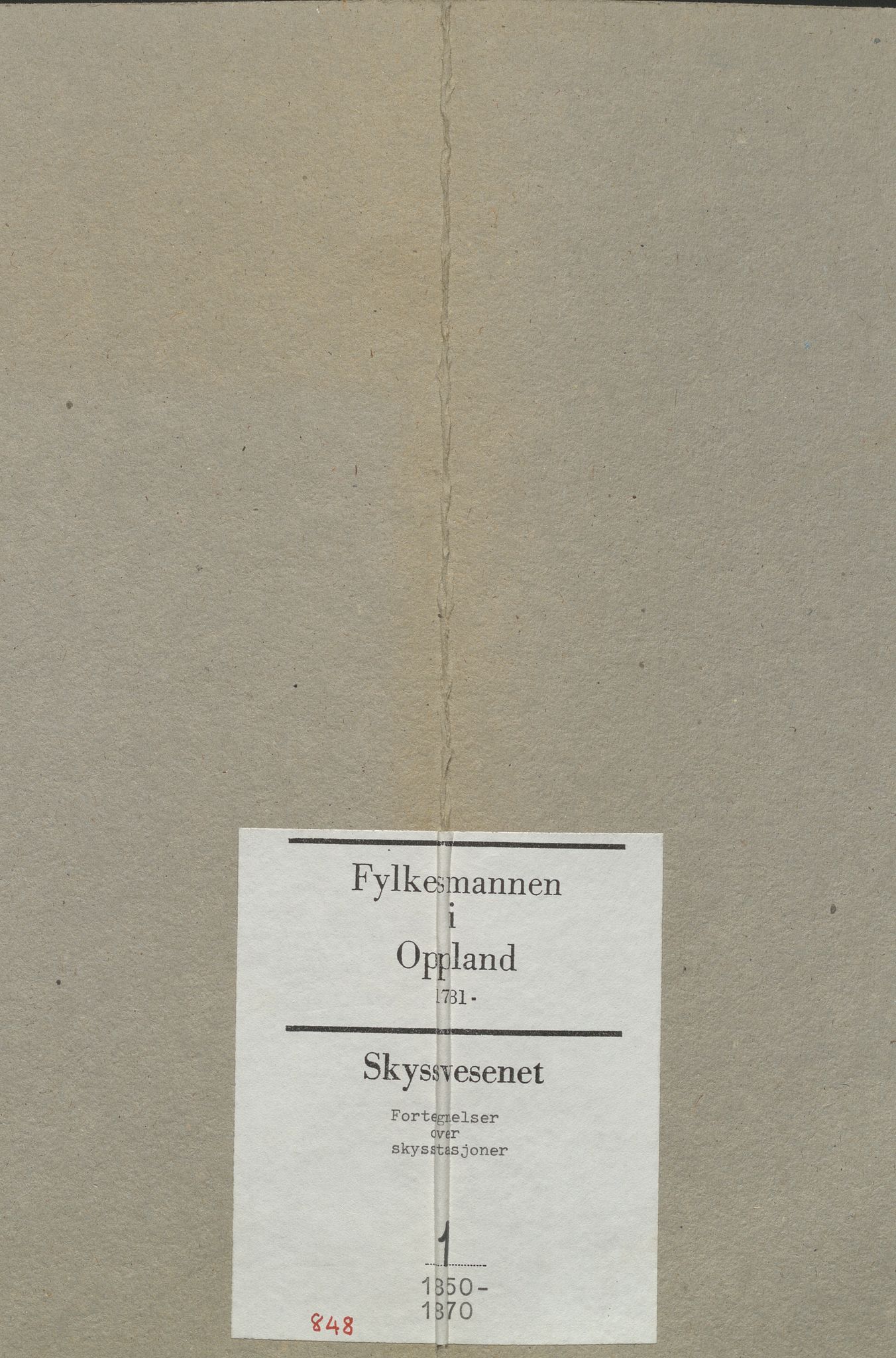 Fylkesmannen i Oppland, AV/SAH-FYO-002/1/I/Ia/L0848: Fortegnelser over skyss-stasjoner, 1850-1870