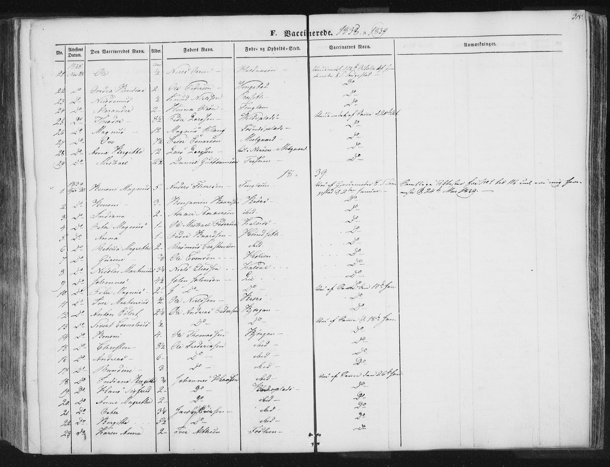 Ministerialprotokoller, klokkerbøker og fødselsregistre - Nord-Trøndelag, SAT/A-1458/741/L0392: Parish register (official) no. 741A06, 1836-1848, p. 315
