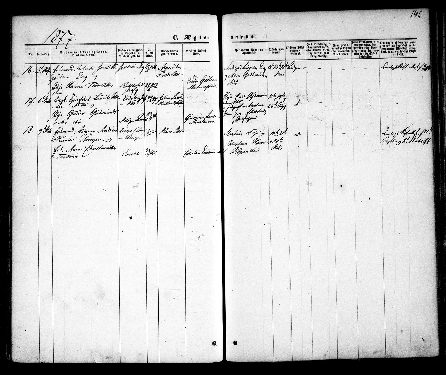 Skiptvet prestekontor Kirkebøker, AV/SAO-A-20009/F/Fa/L0008: Parish register (official) no. 8, 1867-1877, p. 146