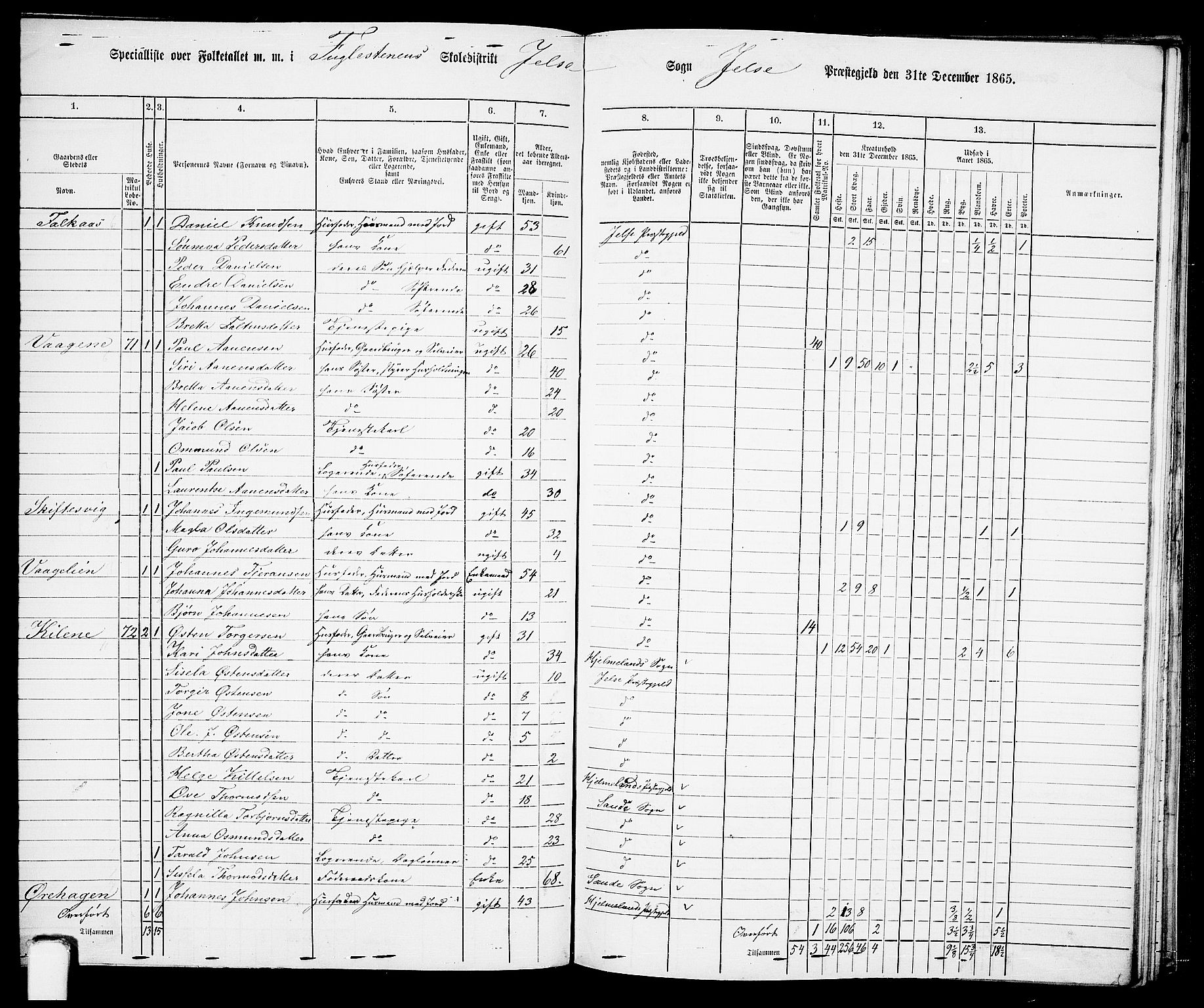 RA, 1865 census for Jelsa, 1865, p. 85