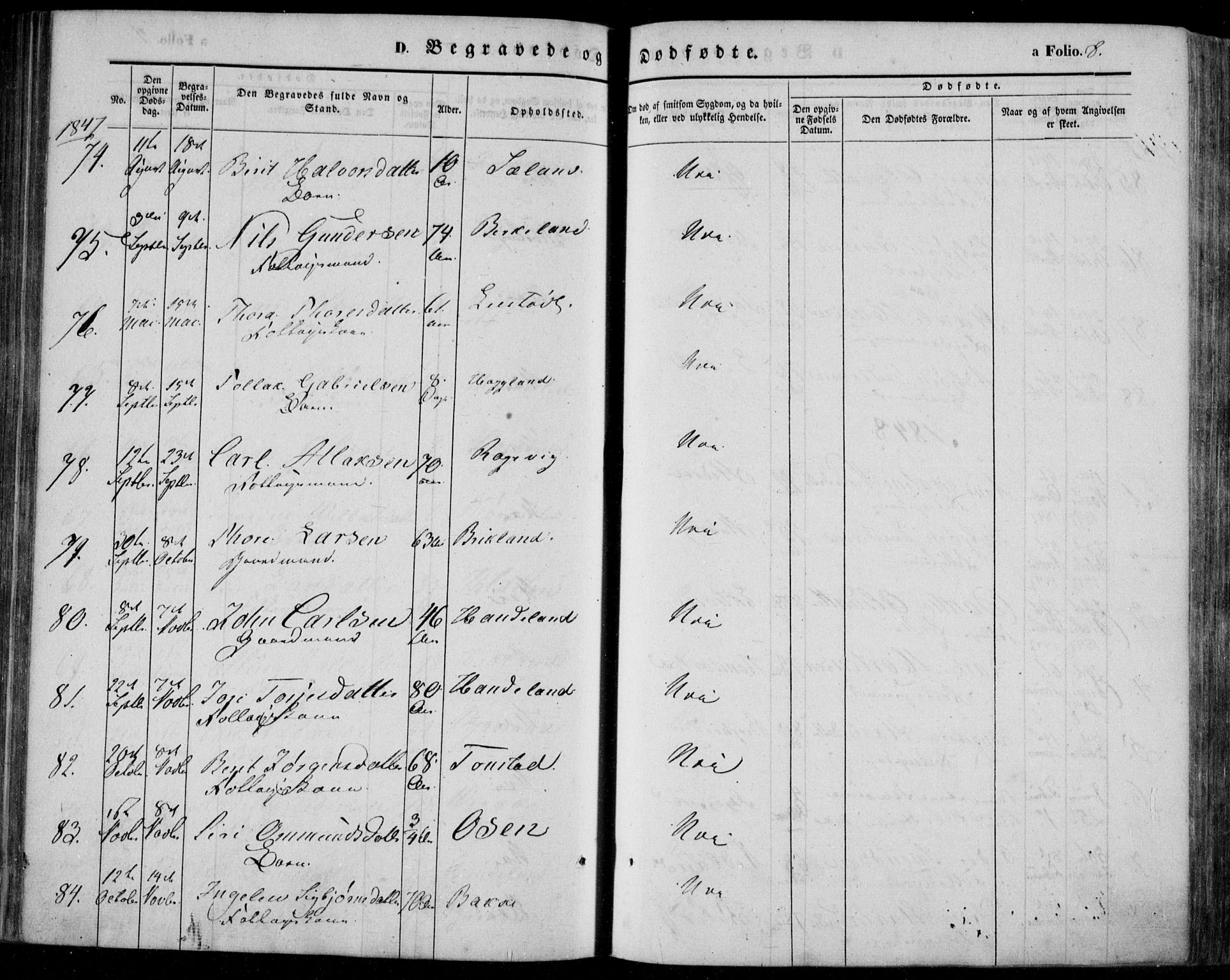 Bakke sokneprestkontor, AV/SAK-1111-0002/F/Fa/Faa/L0005: Parish register (official) no. A 5, 1847-1855, p. 8