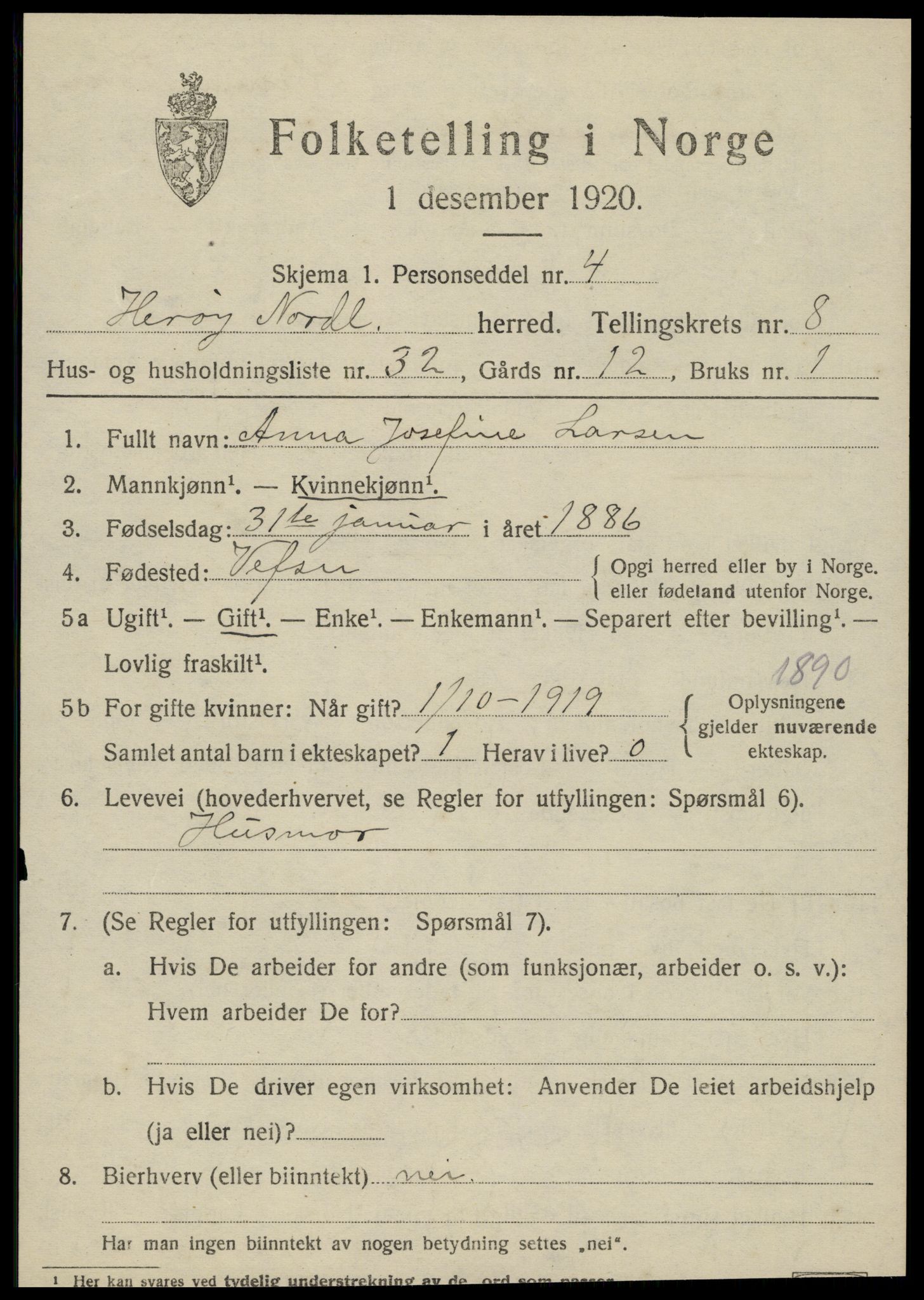 SAT, 1920 census for Herøy, 1920, p. 5380