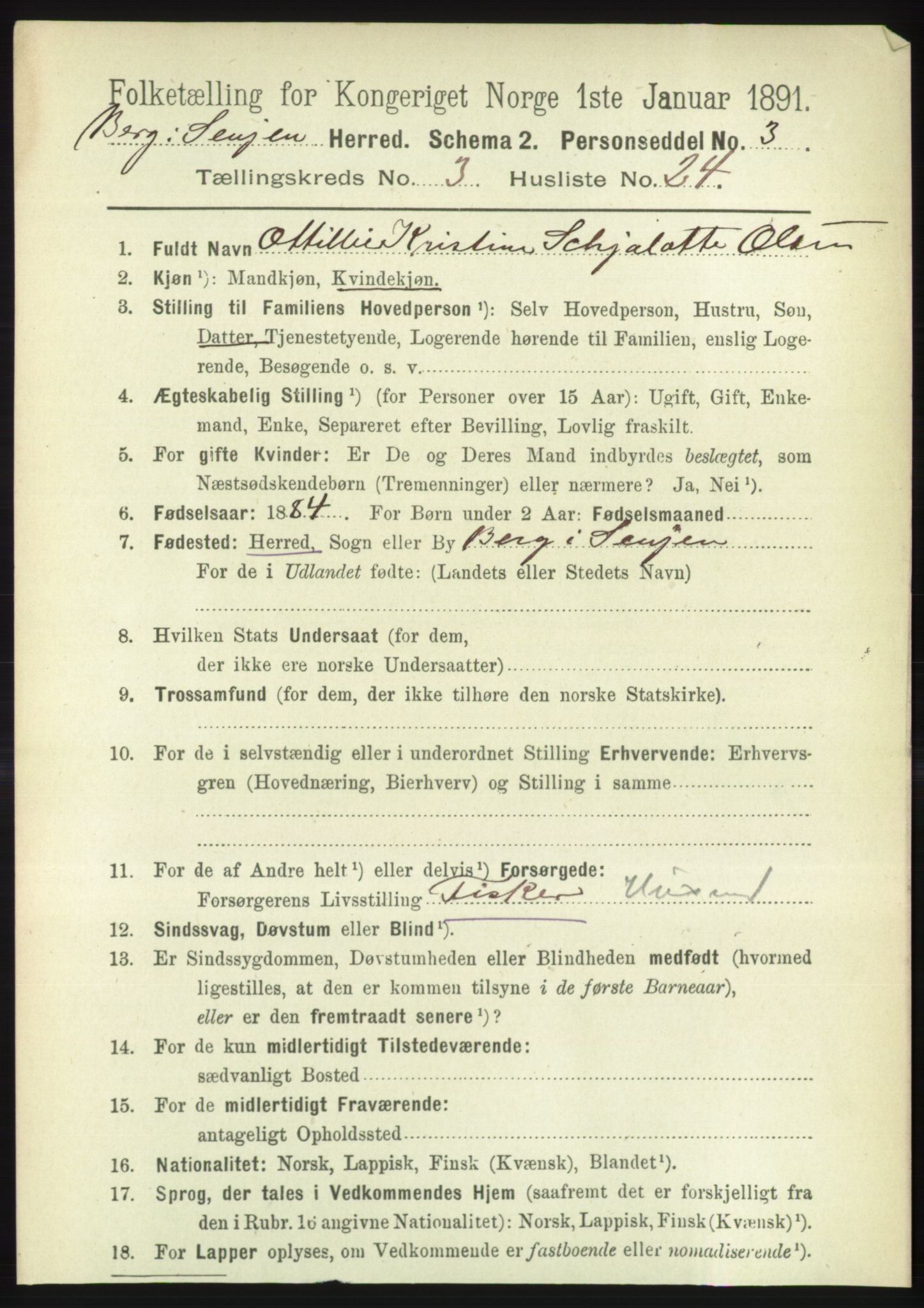 RA, 1891 census for 1929 Berg, 1891, p. 1187