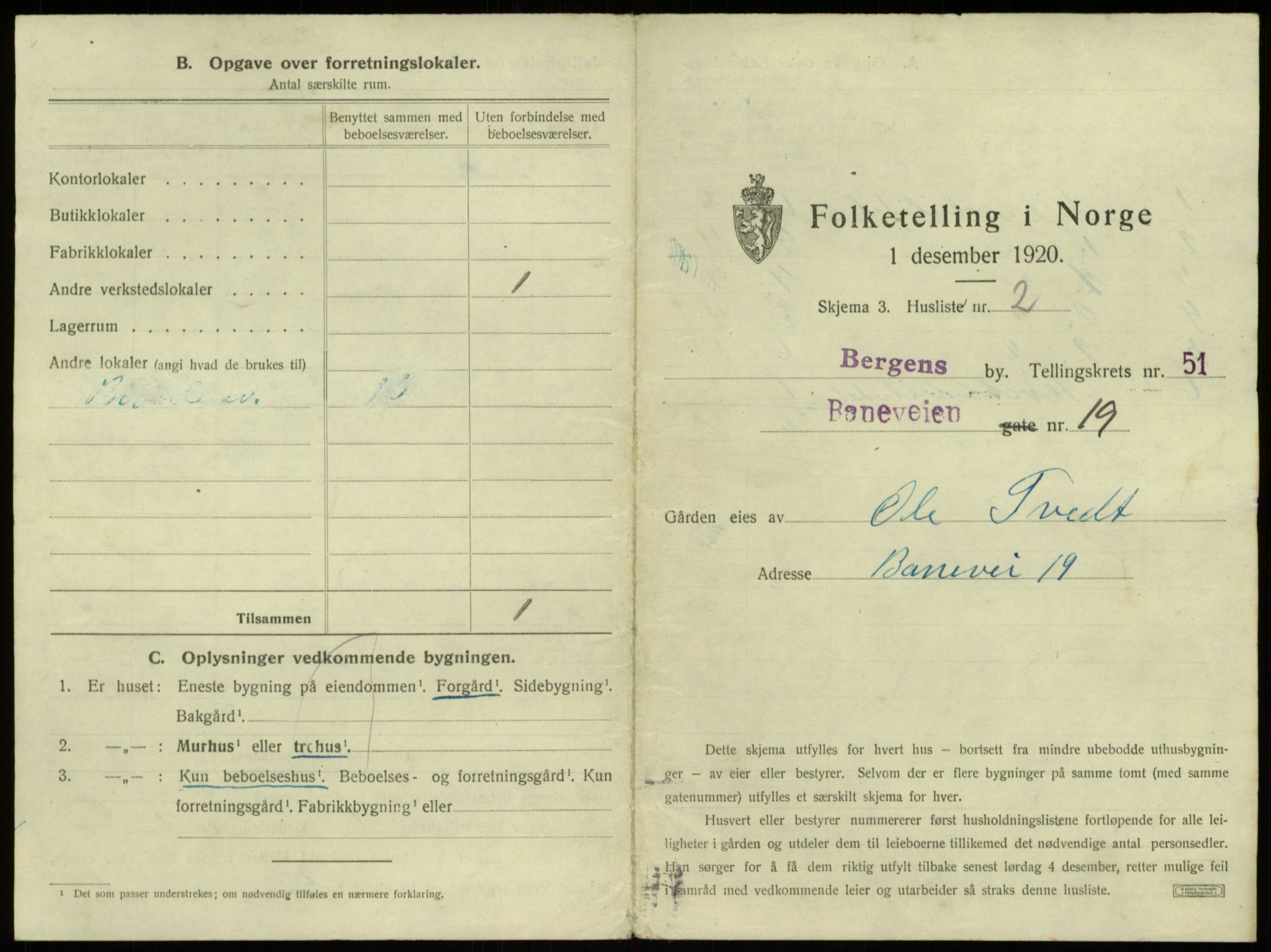 SAB, 1920 census for Bergen, 1920, p. 4692