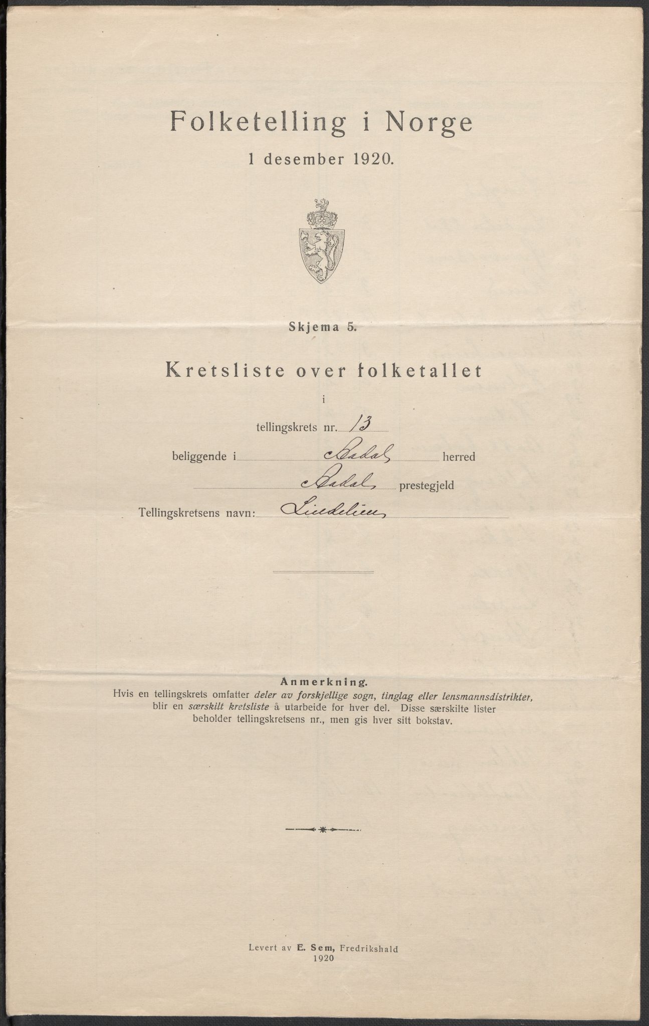 SAKO, 1920 census for Ådal, 1920, p. 48