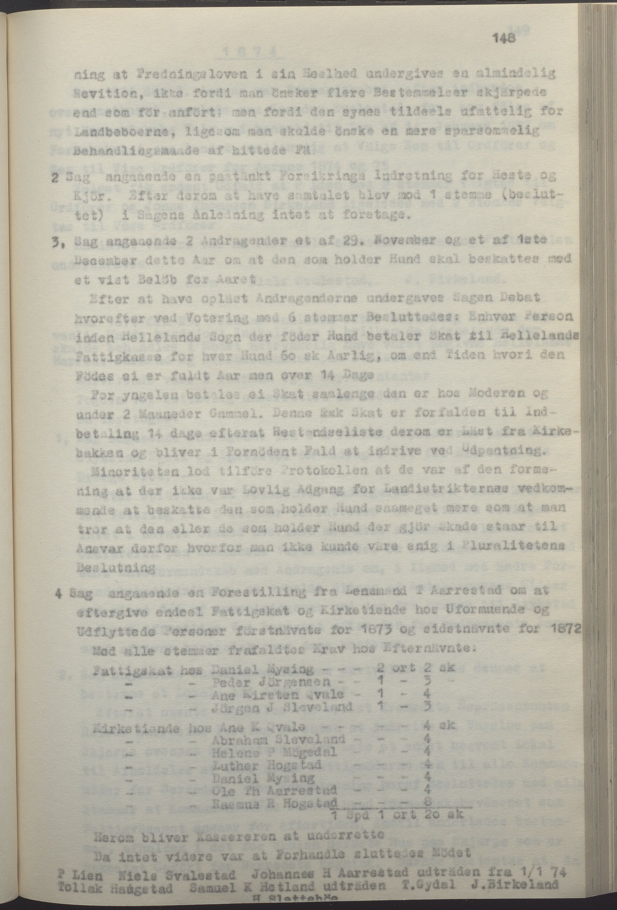 Helleland kommune - Formannskapet, IKAR/K-100479/A/Ab/L0002: Avskrift av møtebok, 1866-1887, p. 148