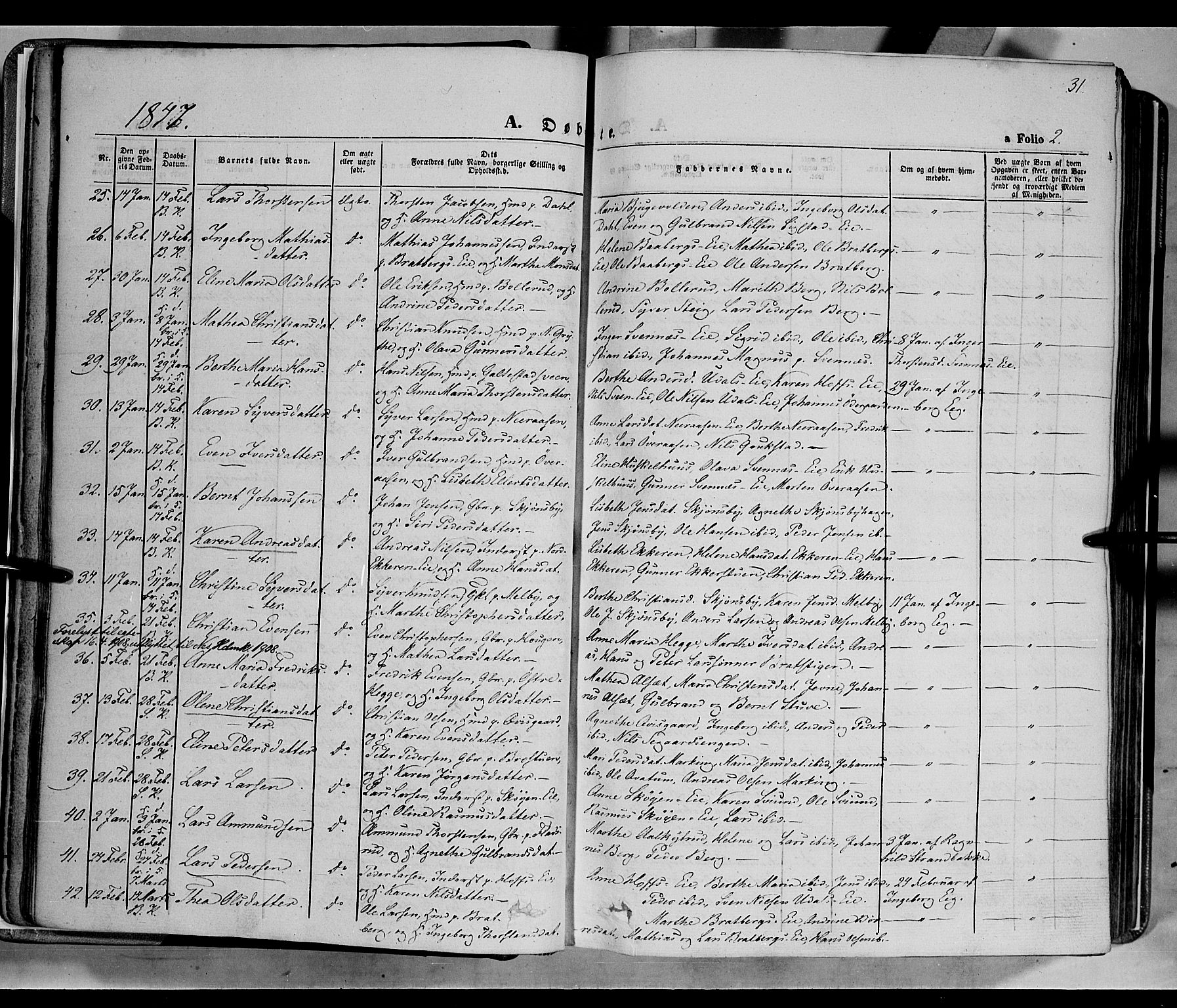 Biri prestekontor, SAH/PREST-096/H/Ha/Haa/L0005: Parish register (official) no. 5, 1843-1854, p. 31