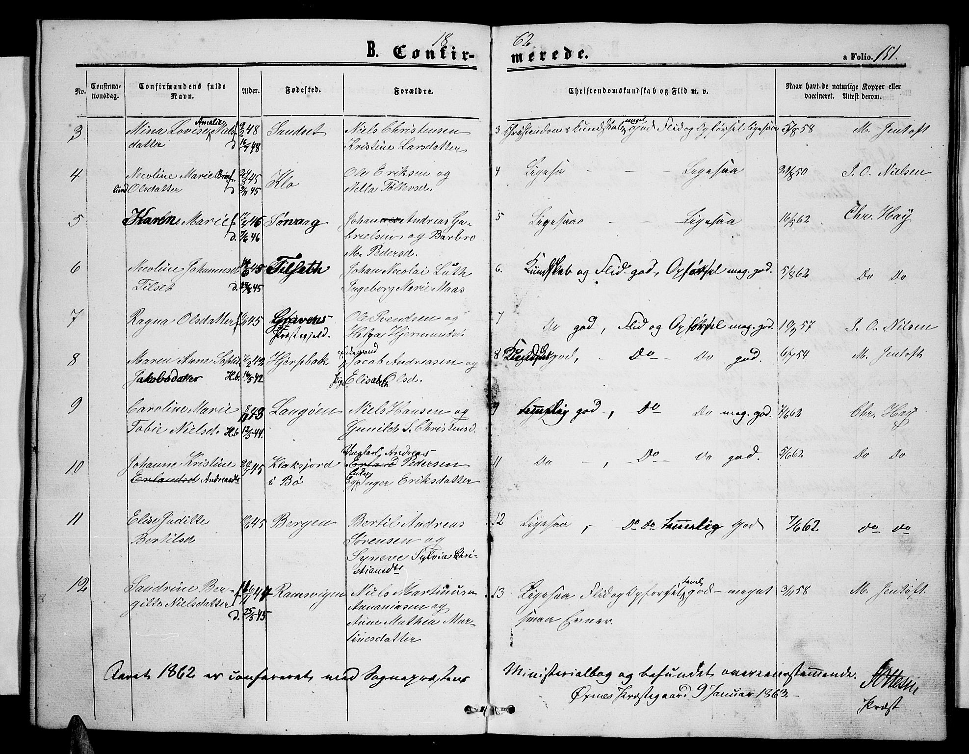 Ministerialprotokoller, klokkerbøker og fødselsregistre - Nordland, AV/SAT-A-1459/893/L1347: Parish register (copy) no. 893C02, 1858-1866, p. 151