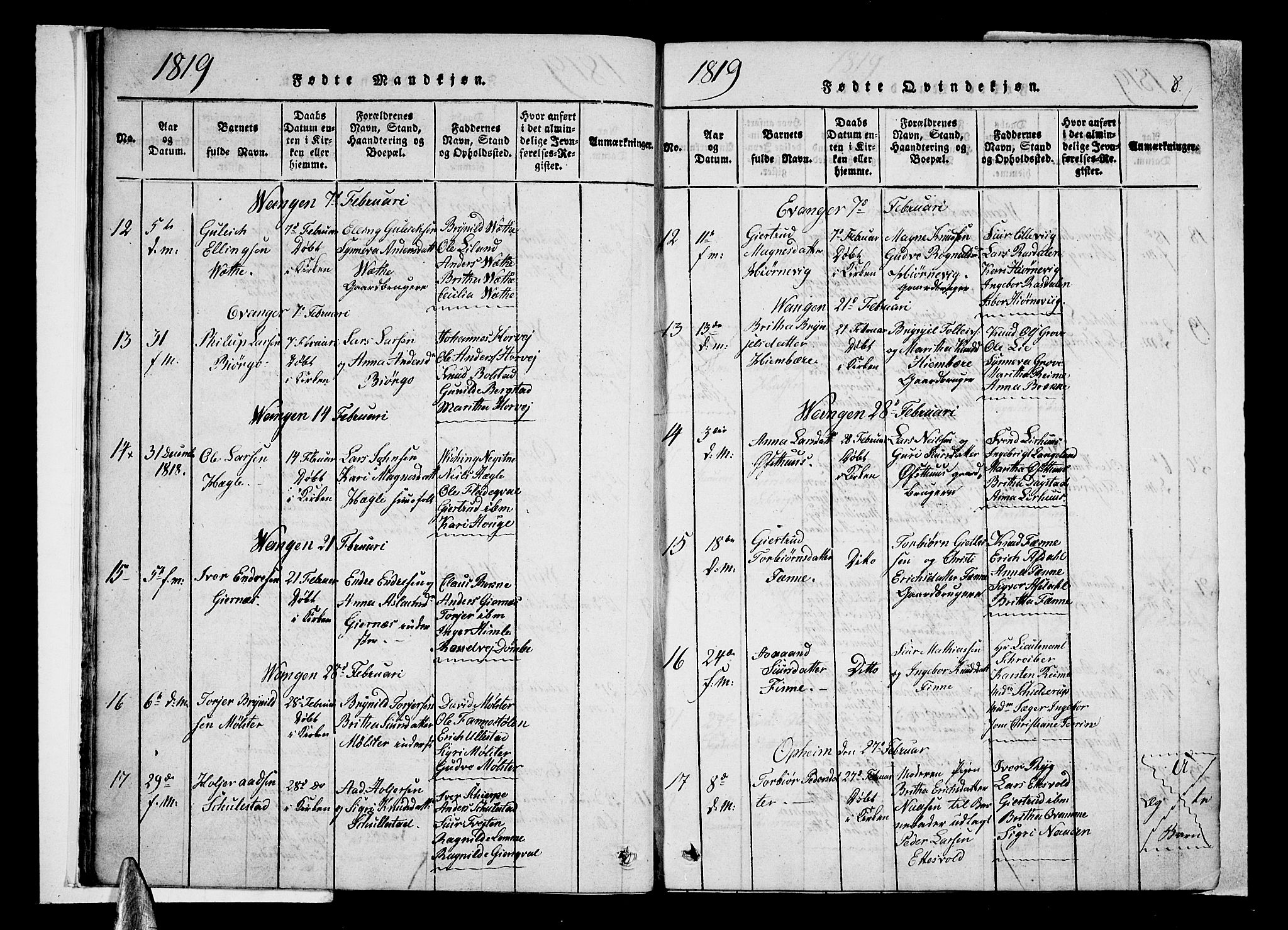 Voss sokneprestembete, SAB/A-79001/H/Haa: Parish register (official) no. A 11, 1816-1827, p. 8