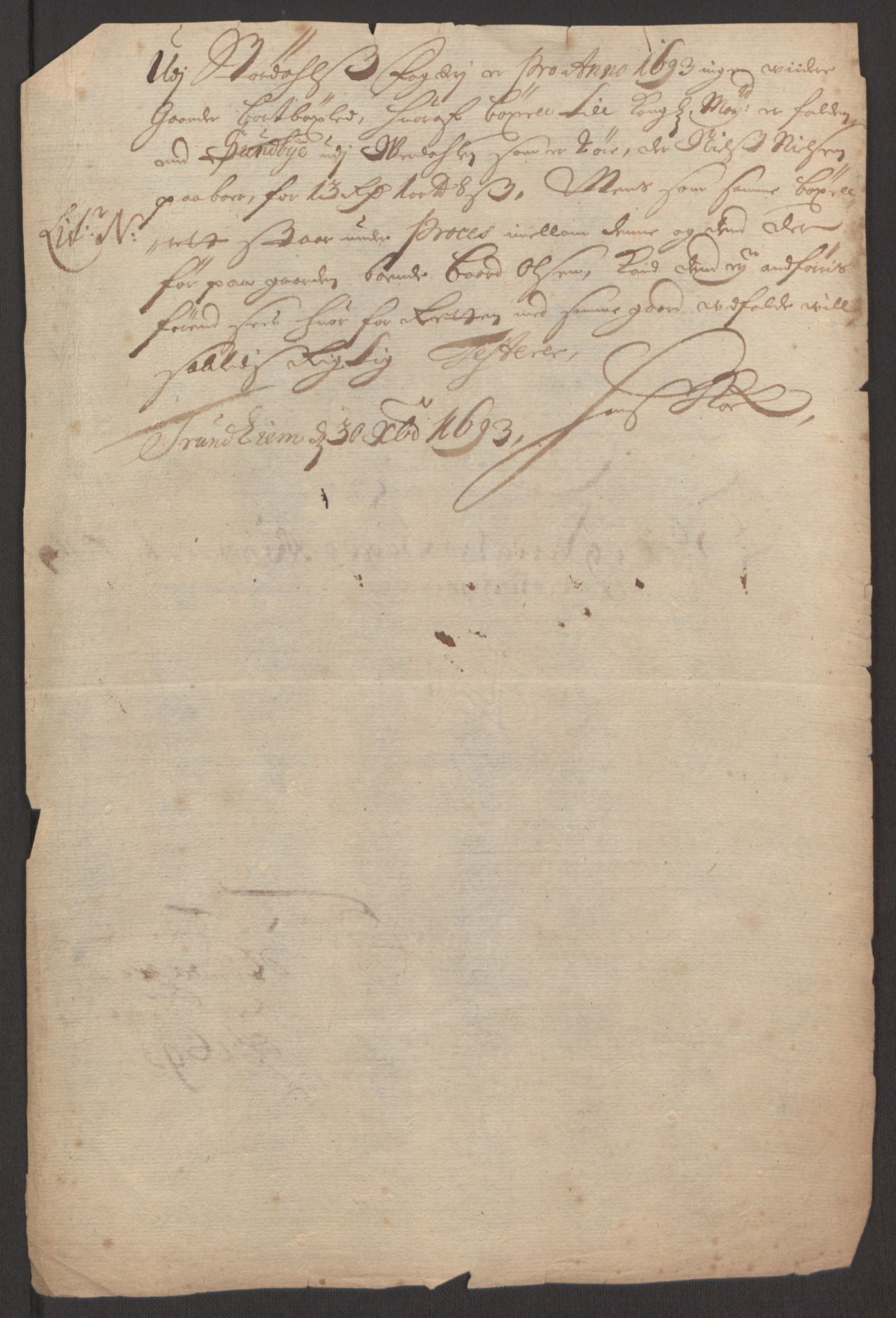 Rentekammeret inntil 1814, Reviderte regnskaper, Fogderegnskap, RA/EA-4092/R62/L4186: Fogderegnskap Stjørdal og Verdal, 1693-1694, p. 135