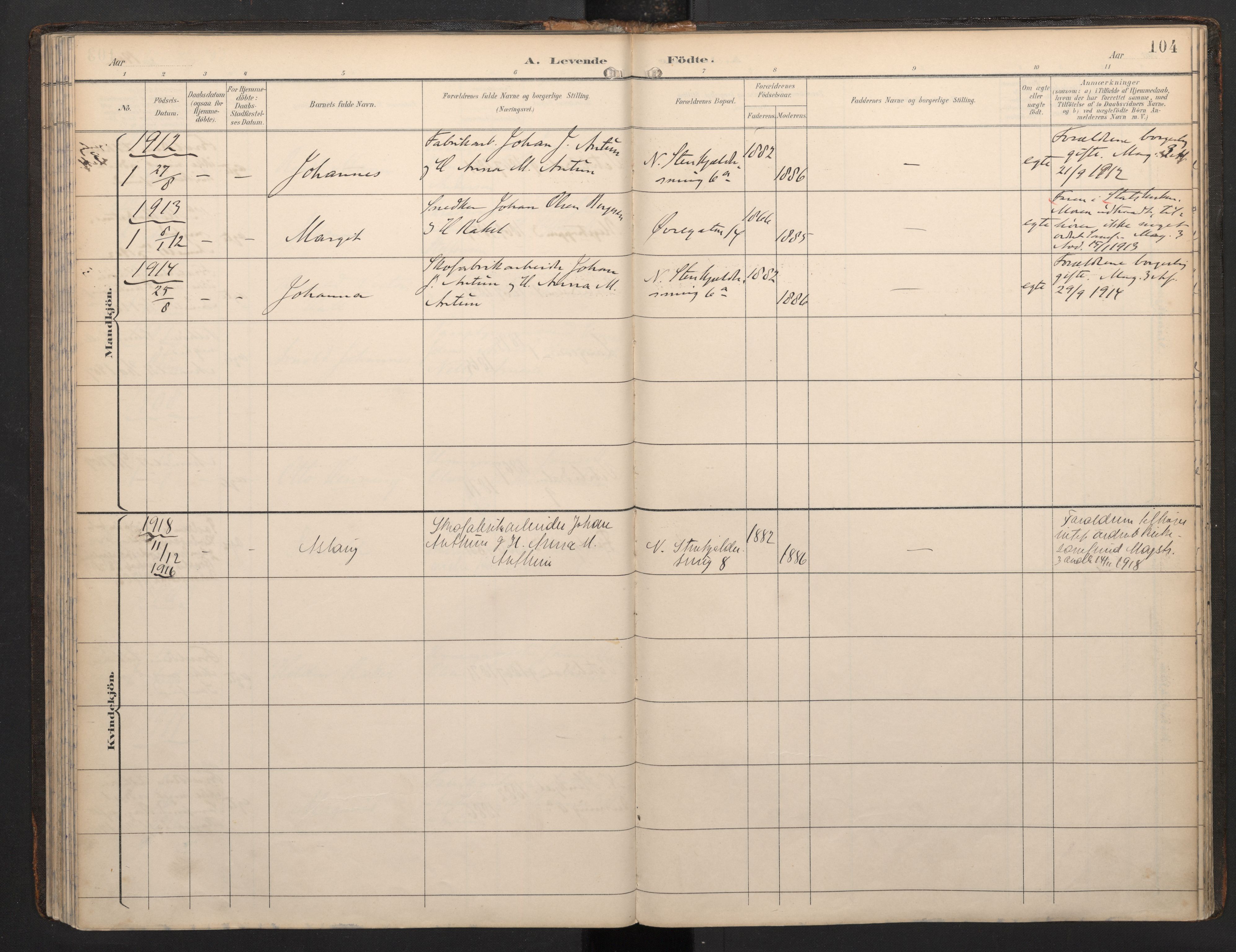 Korskirken sokneprestembete, AV/SAB-A-76101/H/Haa/L0053: Parish register (official) no. G 3, 1892-1988, p. 103b-104a