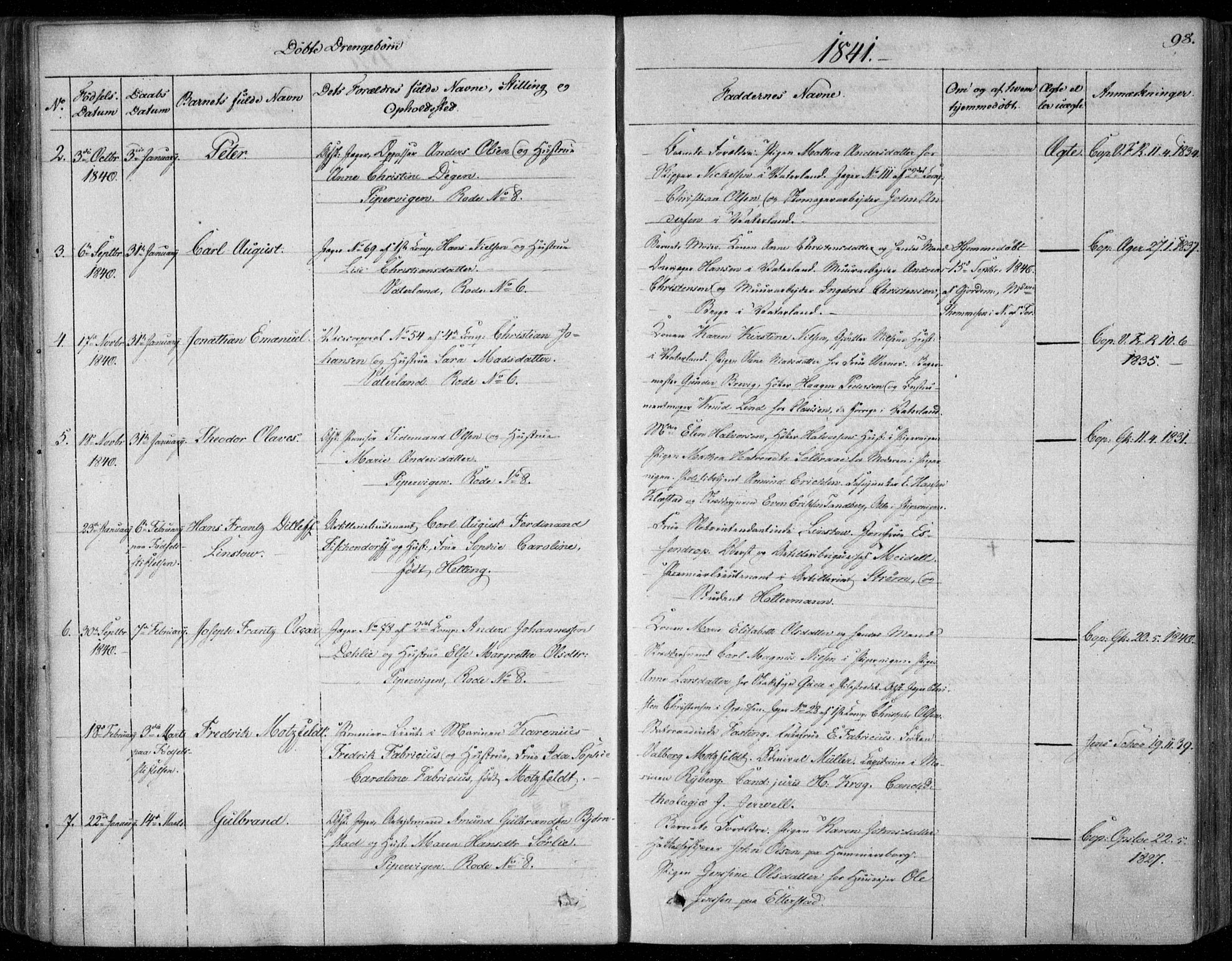 Garnisonsmenigheten Kirkebøker, SAO/A-10846/F/Fa/L0006: Parish register (official) no. 6, 1828-1841, p. 98