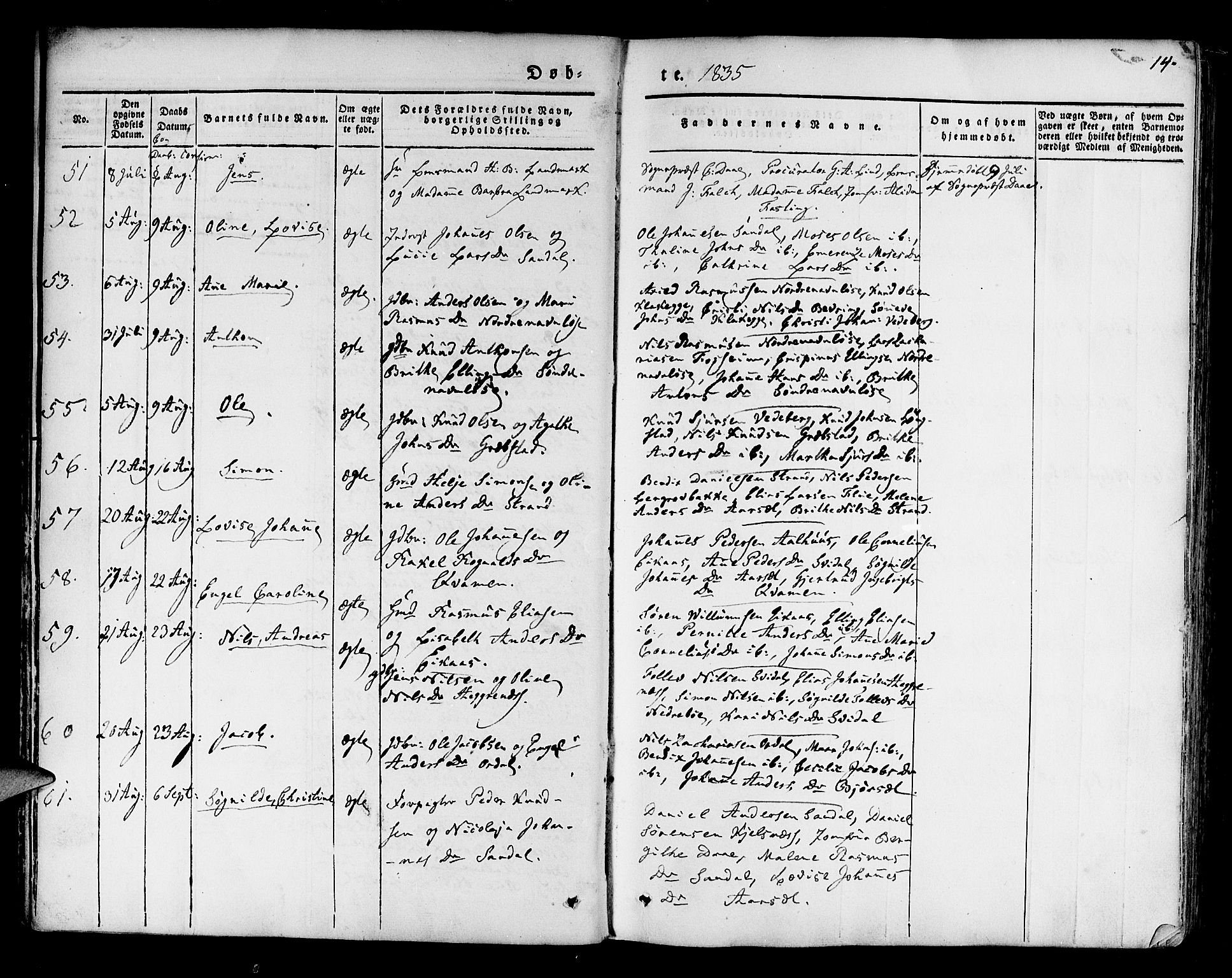 Jølster sokneprestembete, AV/SAB-A-80701/H/Haa/Haaa/L0009: Parish register (official) no. A 9, 1833-1848, p. 14