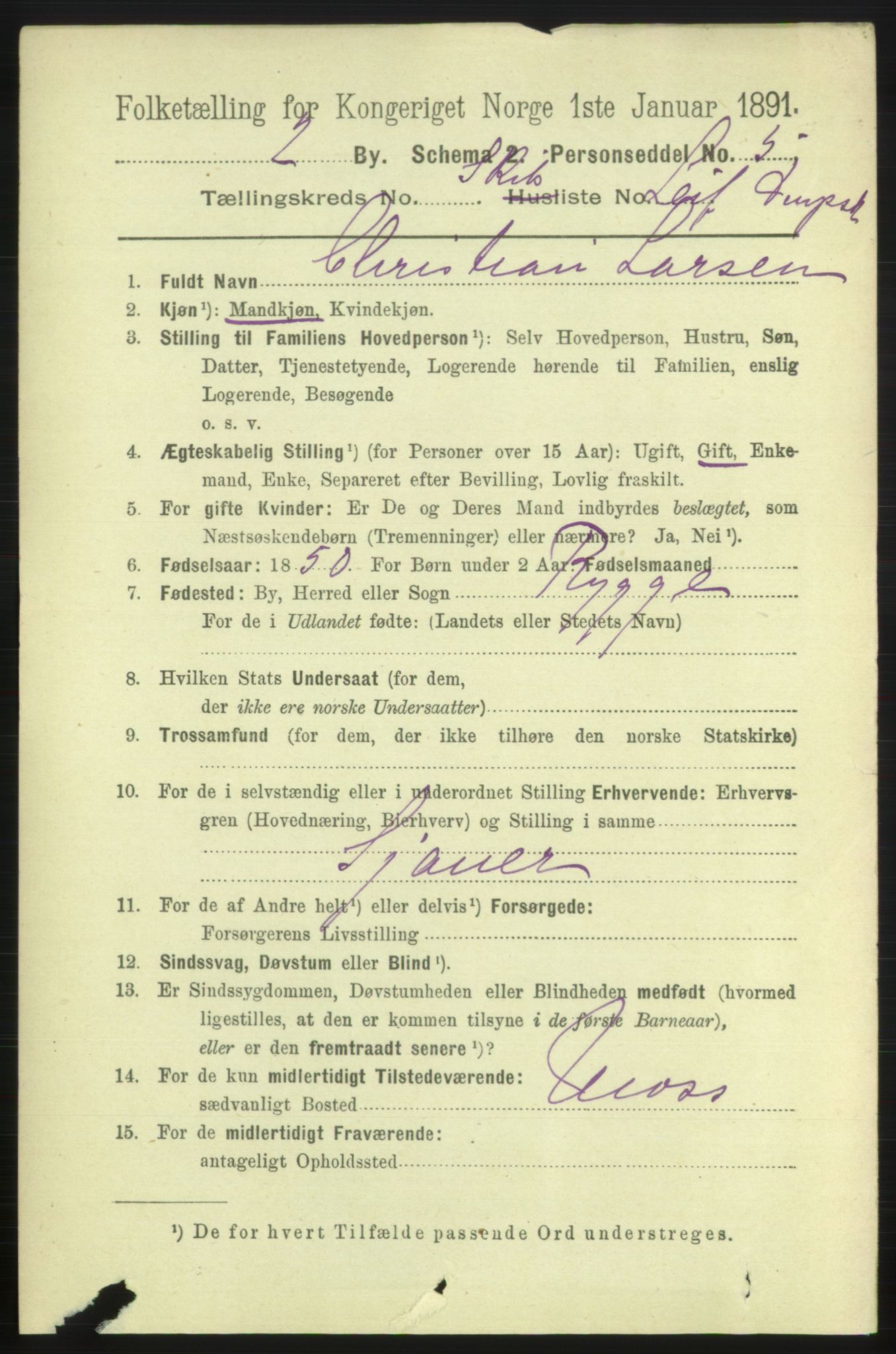 RA, 1891 census for 0102 Sarpsborg, 1891, p. 3684