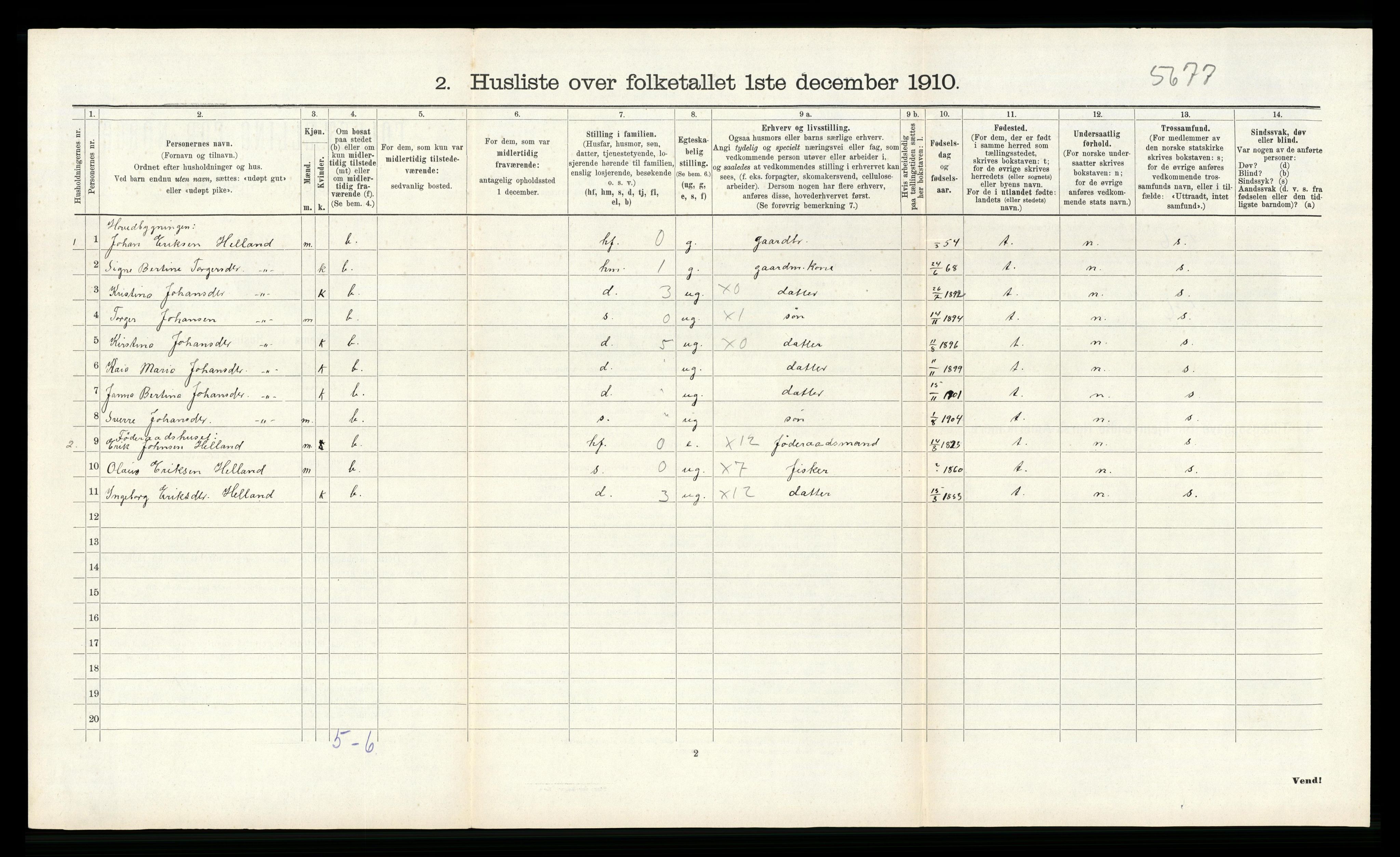 RA, 1910 census for Rennesøy, 1910, p. 124