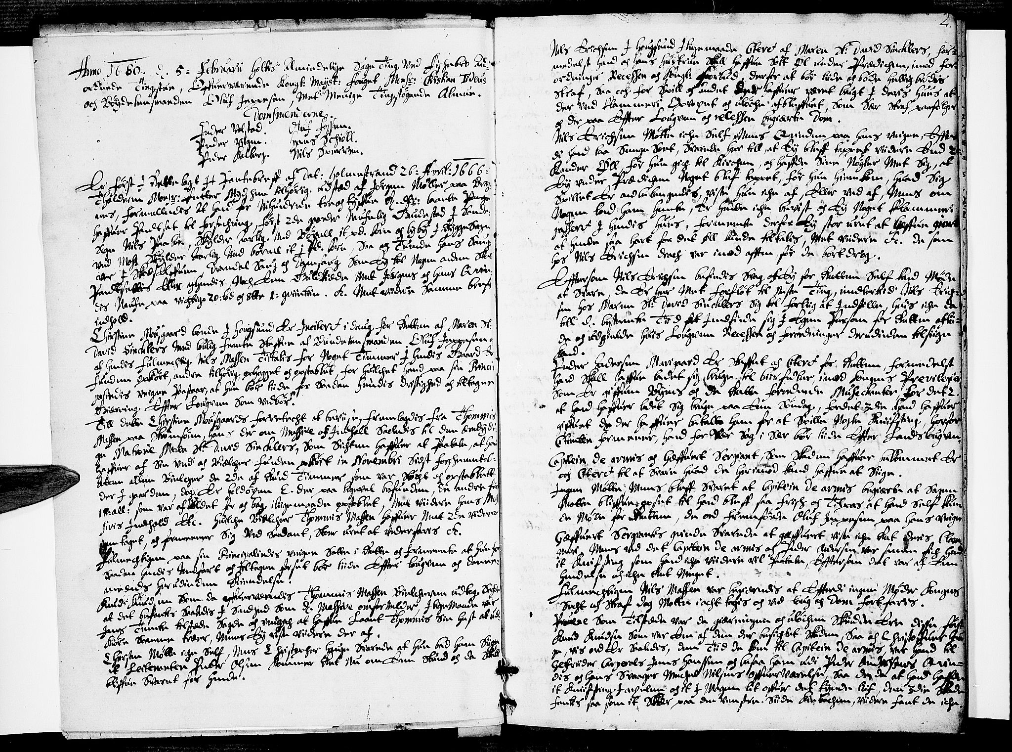 Eiker, Modum og Sigdal sorenskriveri, SAKO/A-123/F/Fa/Faa/L0015: Tingbok, 1680, p. 1b-2a