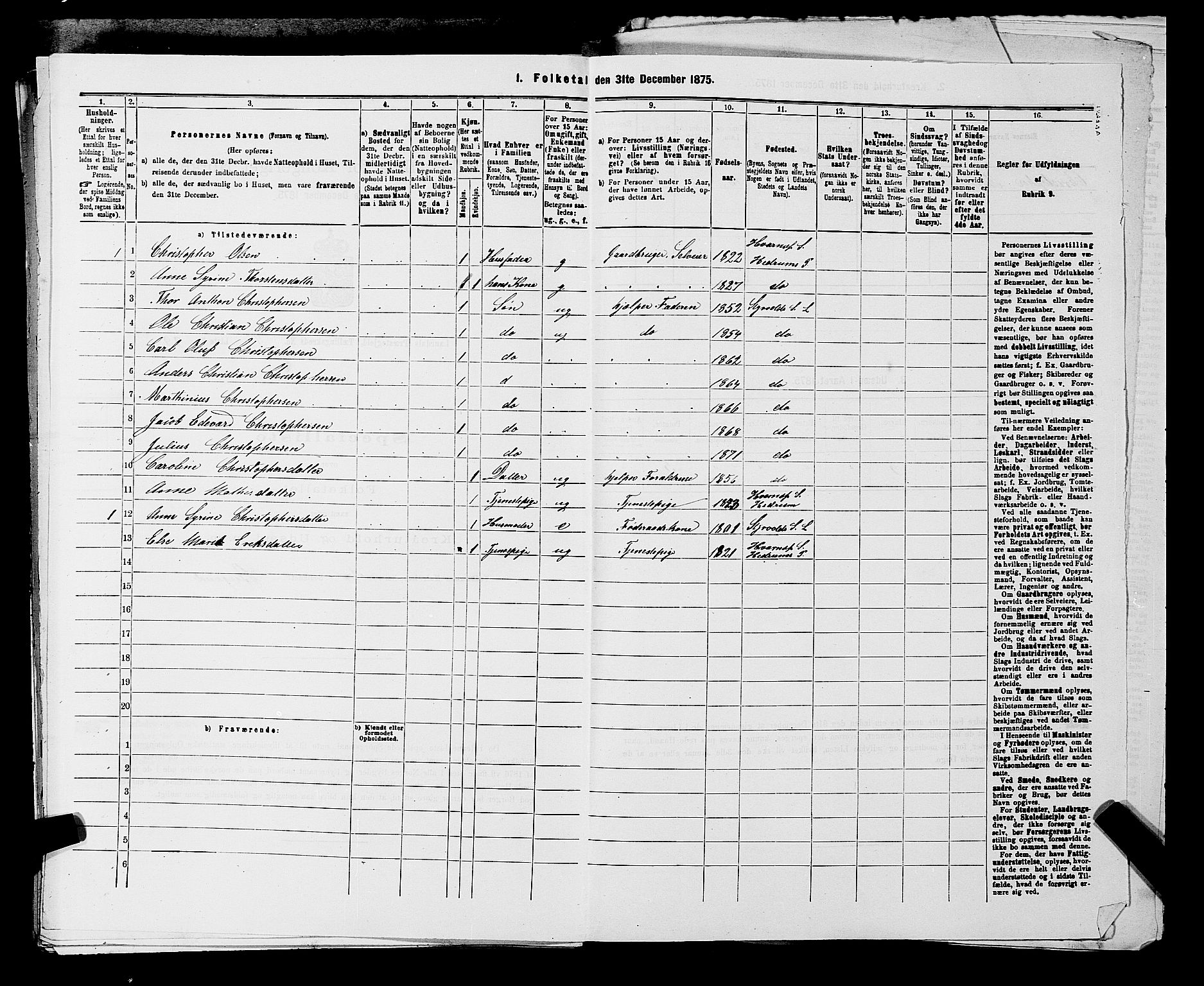 SAKO, 1875 census for 0728P Lardal, 1875, p. 734