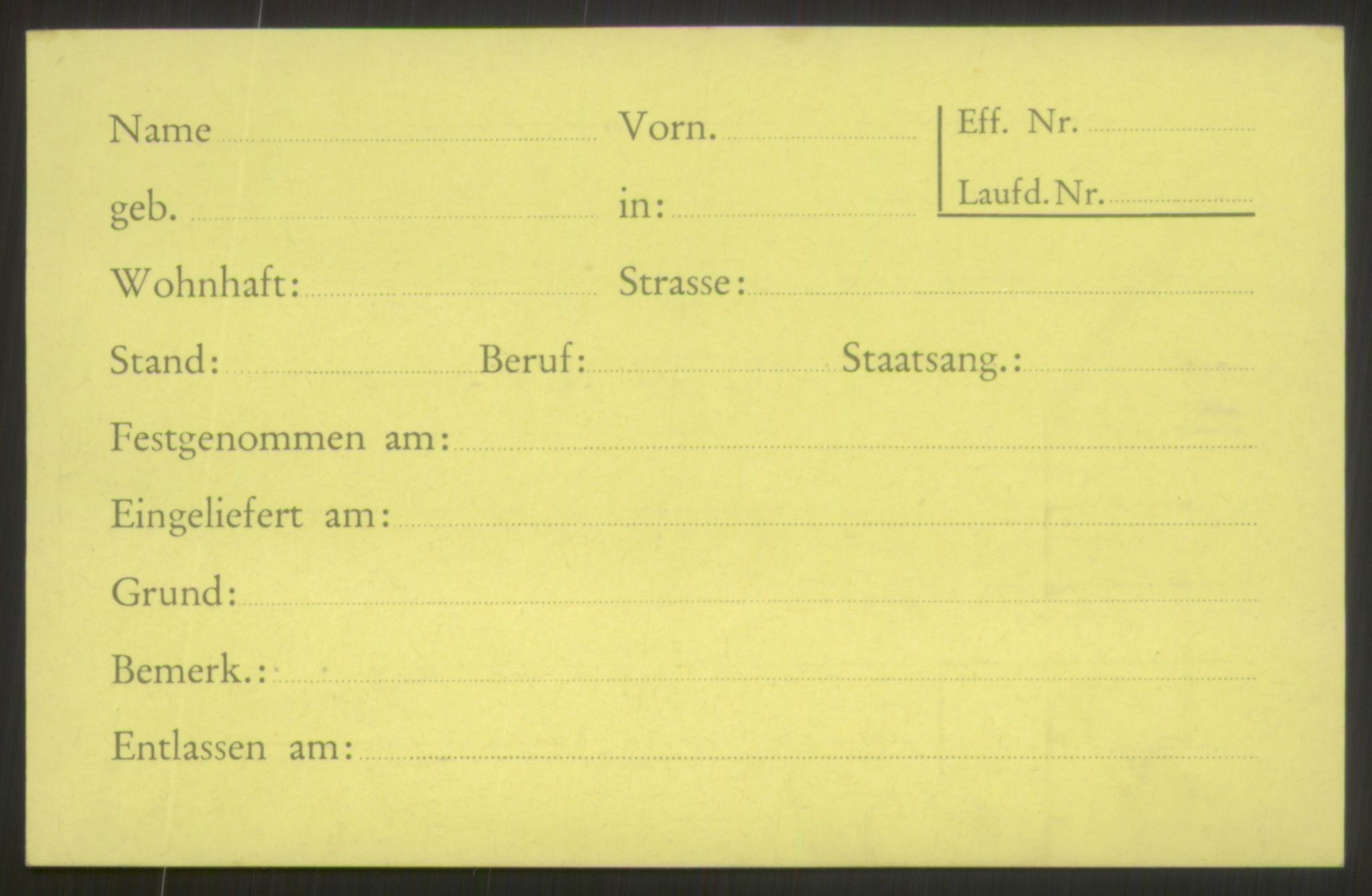 Befehlshaber der Sicherheitspolizei und des SD, AV/RA-RAFA-5969/E/Ea/Eab/L0001: Register over norske fanger i Møllergata 19 ordnet etter fangenummer: 1-2049, 1940-1945