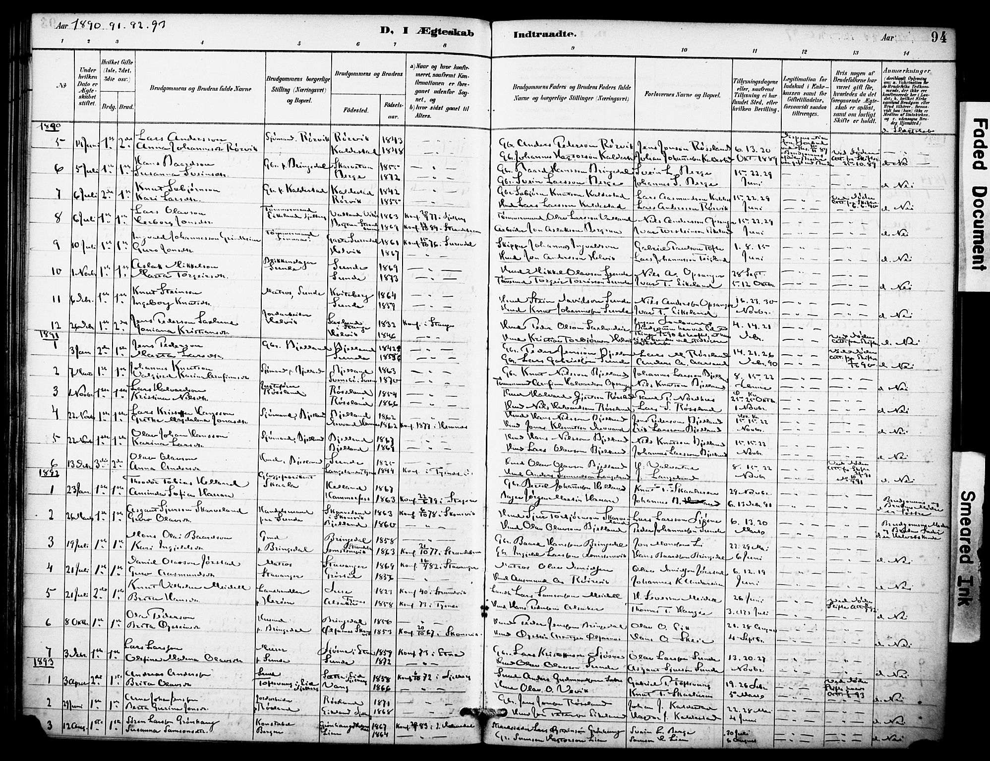 Kvinnherad sokneprestembete, AV/SAB-A-76401/H/Haa: Parish register (official) no. D 1, 1887-1910, p. 94