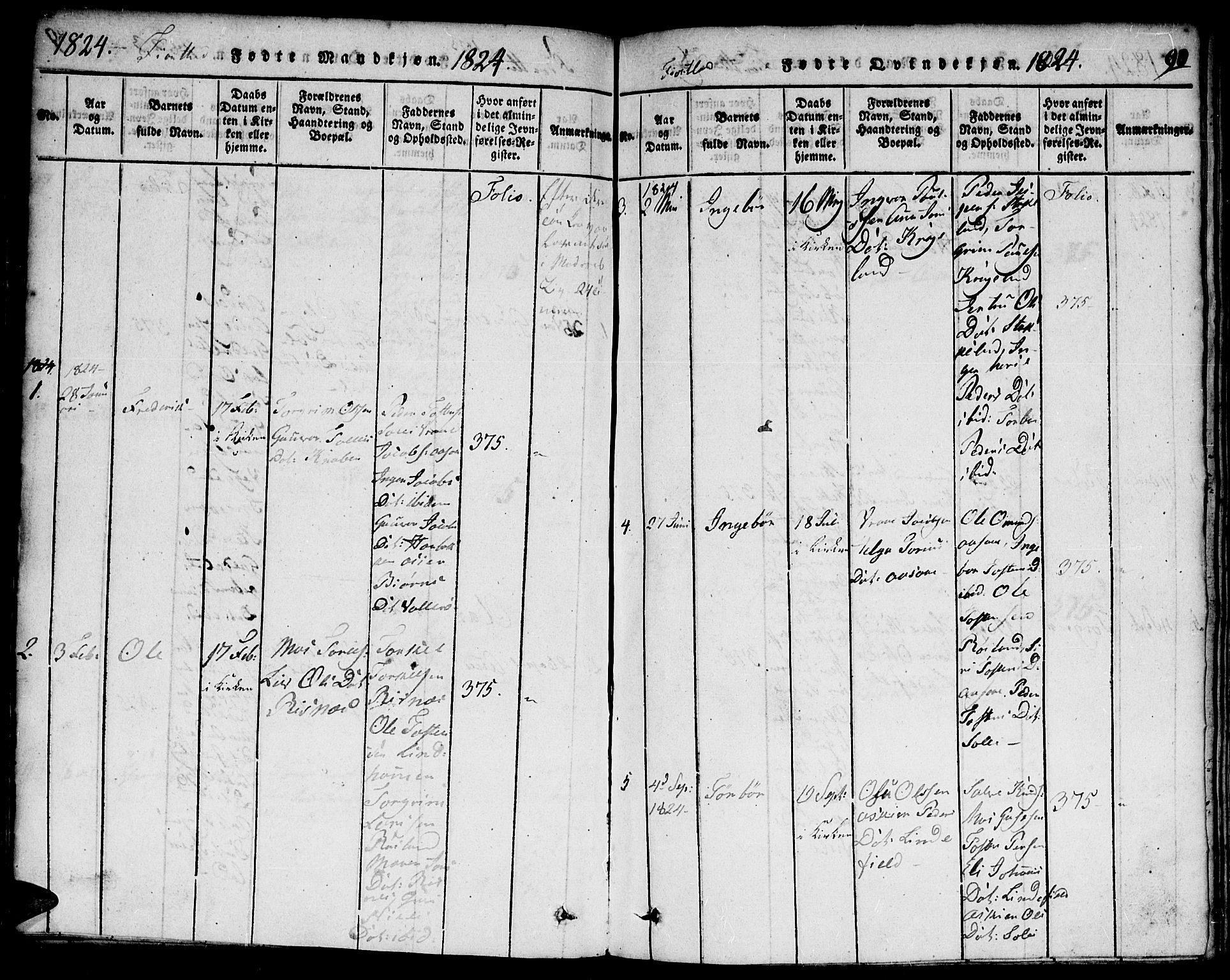 Hægebostad sokneprestkontor, AV/SAK-1111-0024/F/Fa/Faa/L0002: Parish register (official) no. A 2 /3, 1816-1825, p. 90