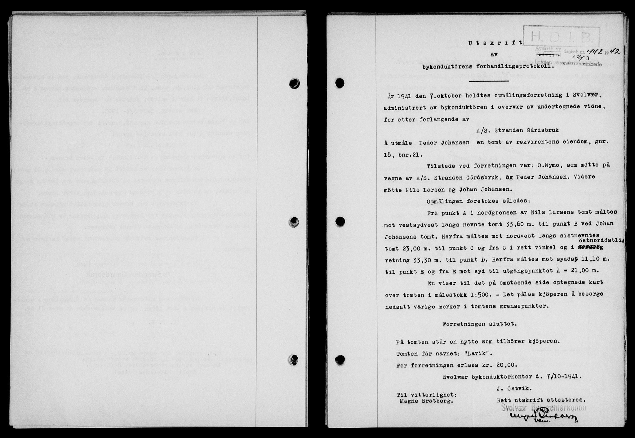 Lofoten sorenskriveri, SAT/A-0017/1/2/2C/L0009a: Mortgage book no. 9a, 1941-1942, Diary no: : 442/1942