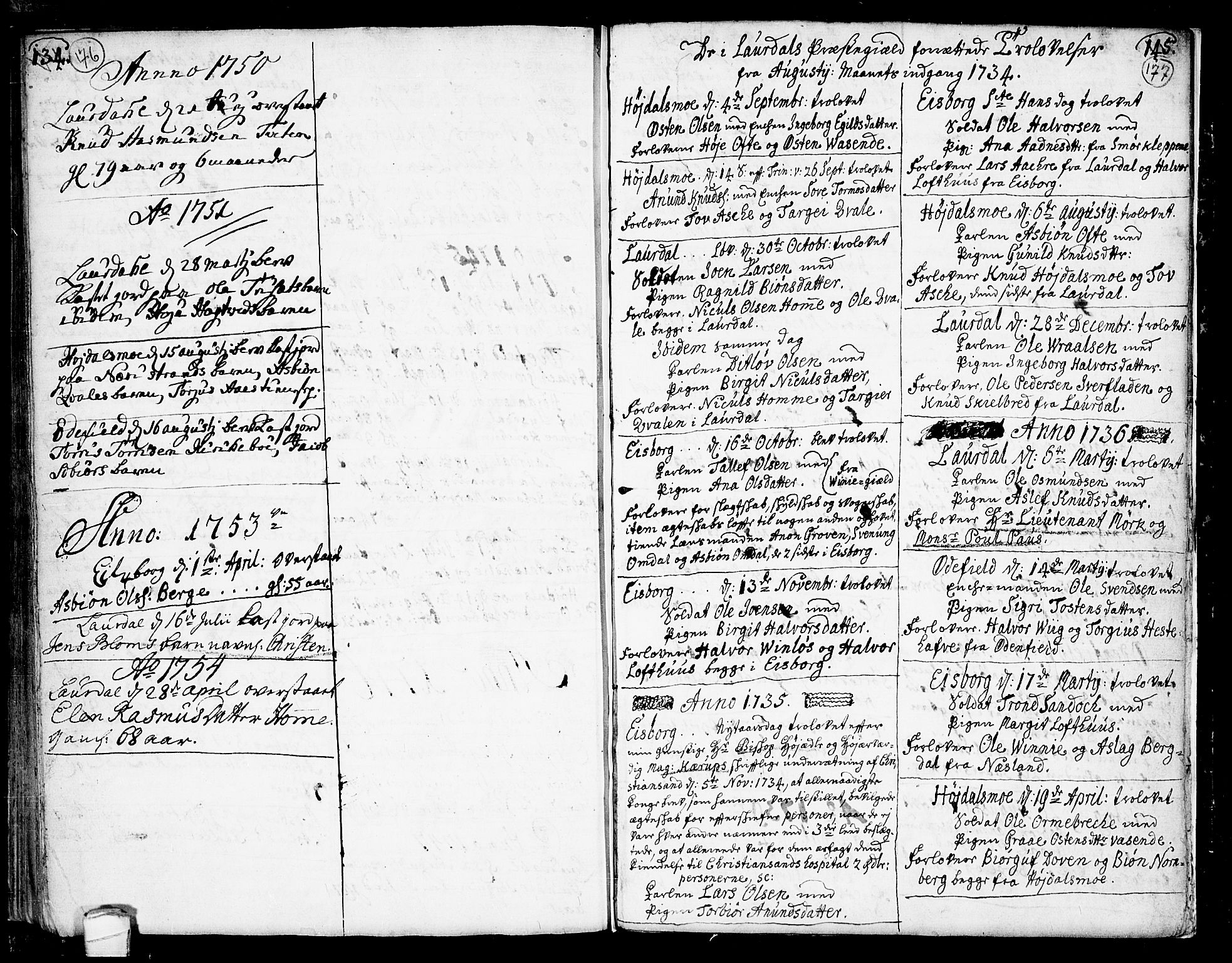 Lårdal kirkebøker, SAKO/A-284/F/Fa/L0002: Parish register (official) no. I 2, 1734-1754, p. 176-177