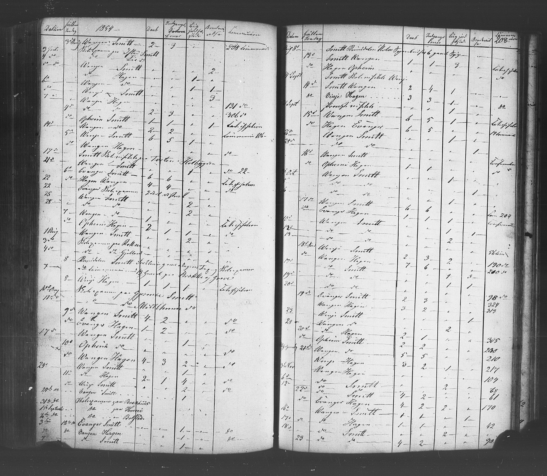 Voss sokneprestembete, AV/SAB-A-79001/H/Haa: Parish register (official) no. A 19, 1851-1886, p. 208