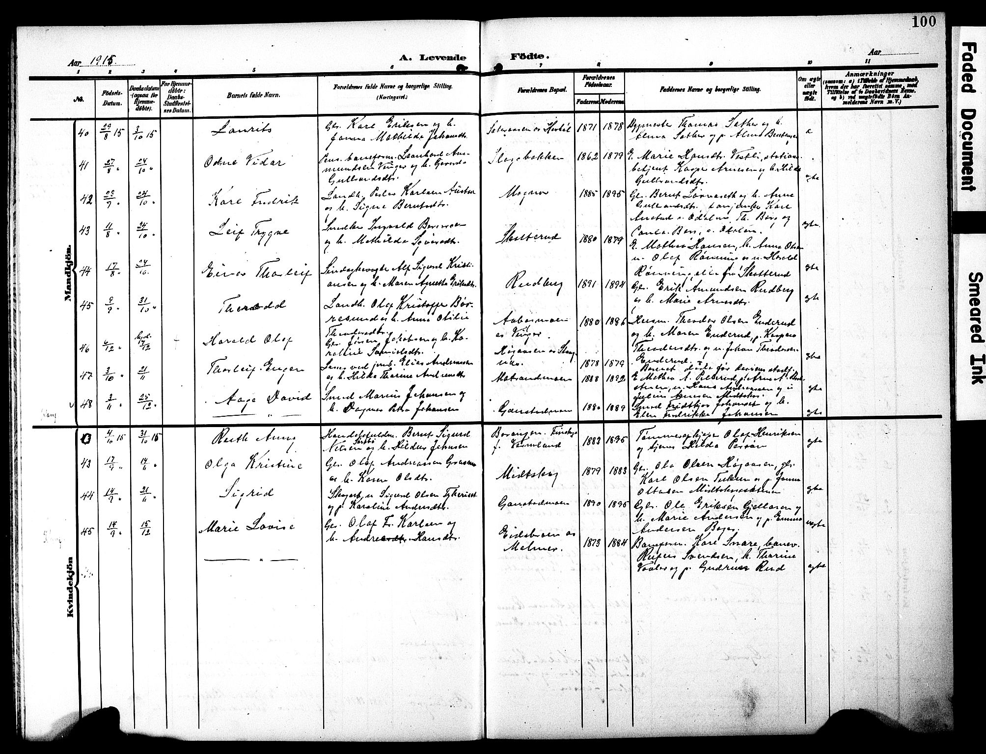 Eidskog prestekontor, AV/SAH-PREST-026/H/Ha/Hab/L0003: Parish register (copy) no. 3, 1904-1919, p. 100