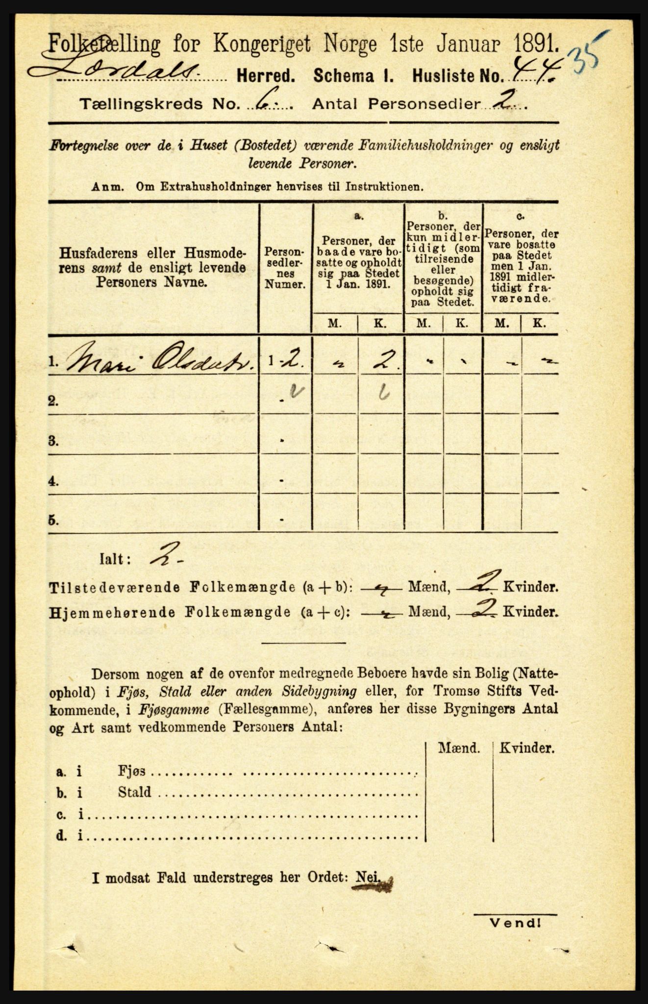 RA, 1891 census for 1422 Lærdal, 1891, p. 450