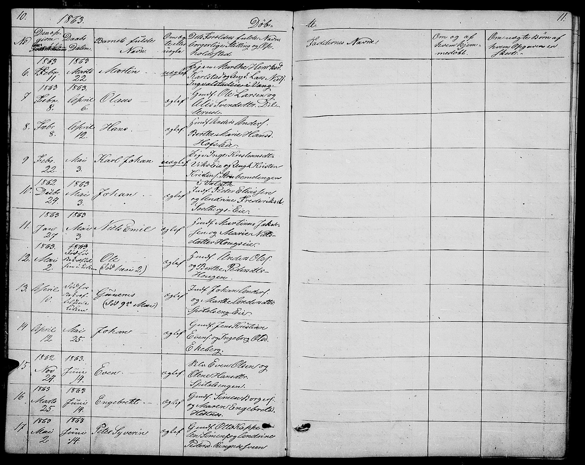 Stange prestekontor, AV/SAH-PREST-002/L/L0005: Parish register (copy) no. 5, 1861-1881, p. 10-11