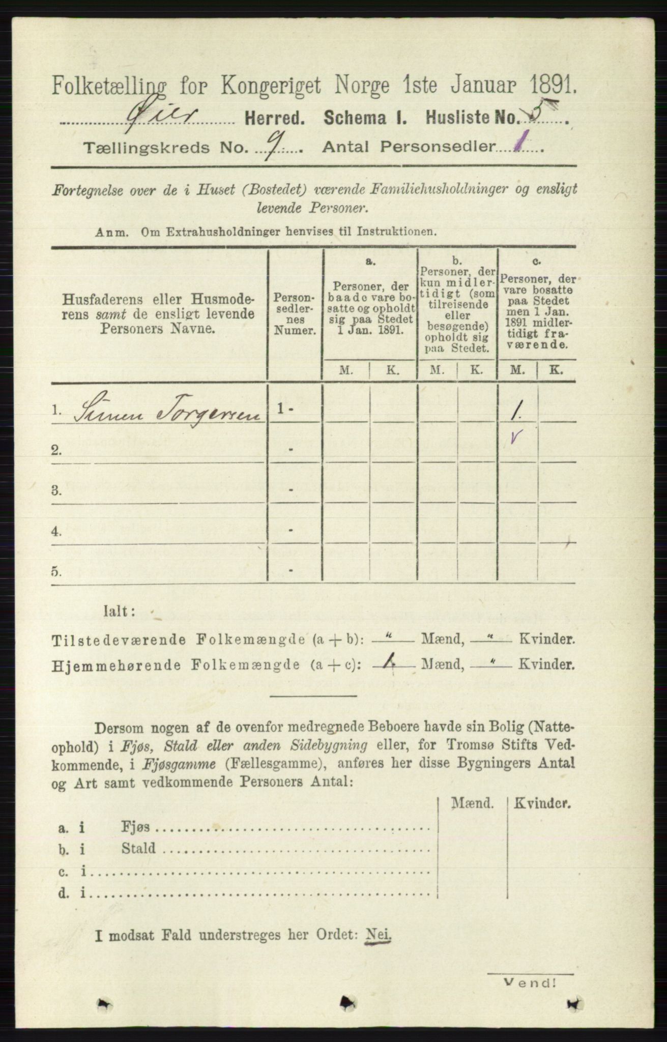 RA, 1891 census for 0521 Øyer, 1891, p. 3088