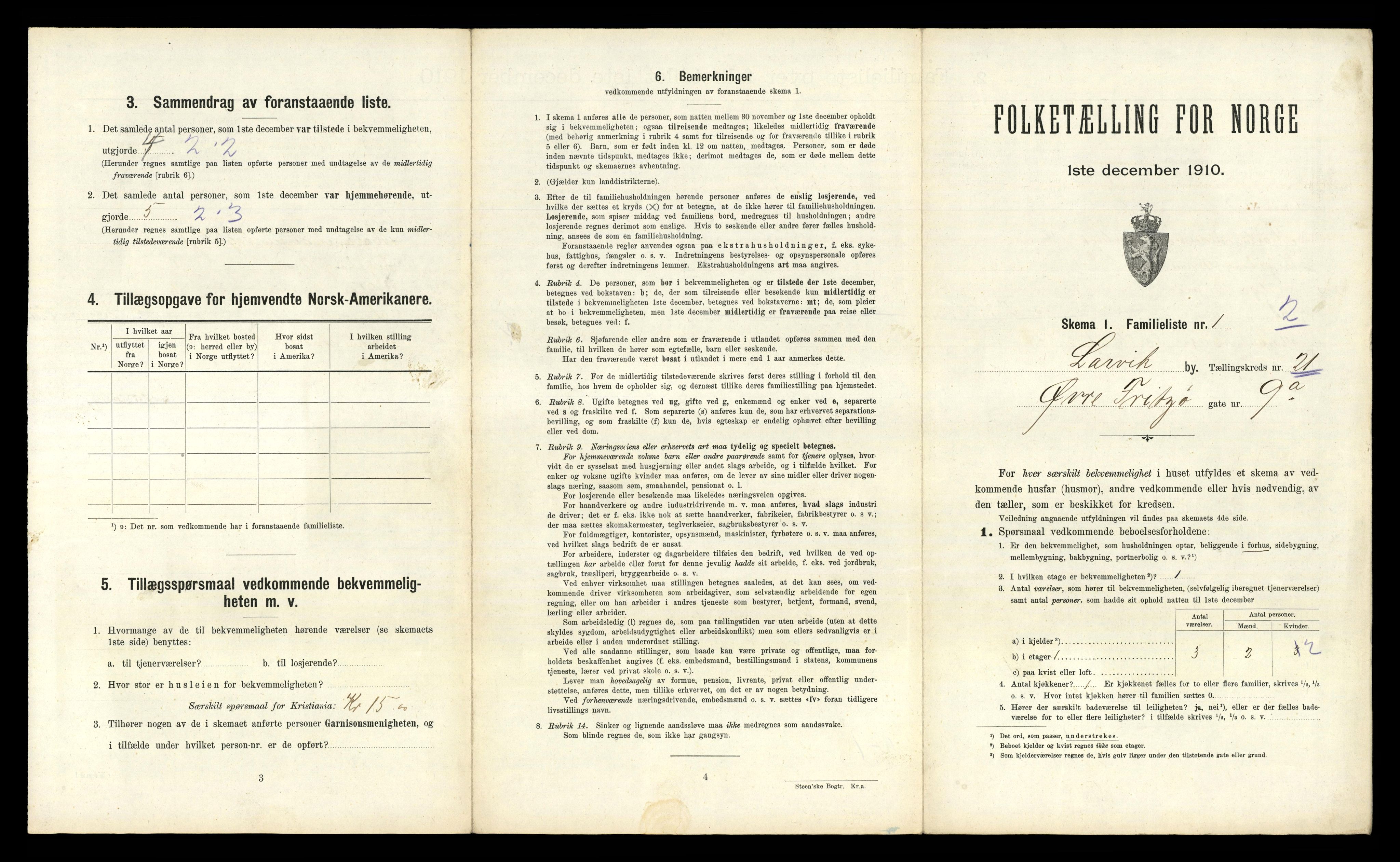 RA, 1910 census for Larvik, 1910, p. 6677