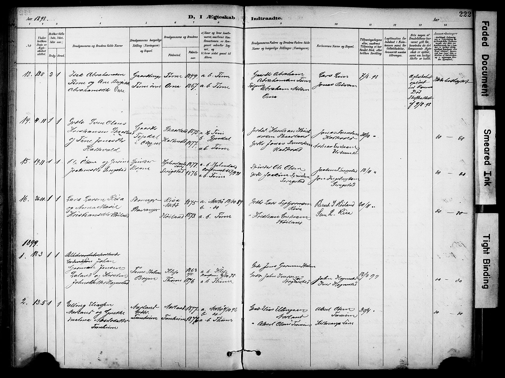 Lye sokneprestkontor, SAST/A-101794/001/30BA/L0011: Parish register (official) no. A 9, 1893-1903, p. 222
