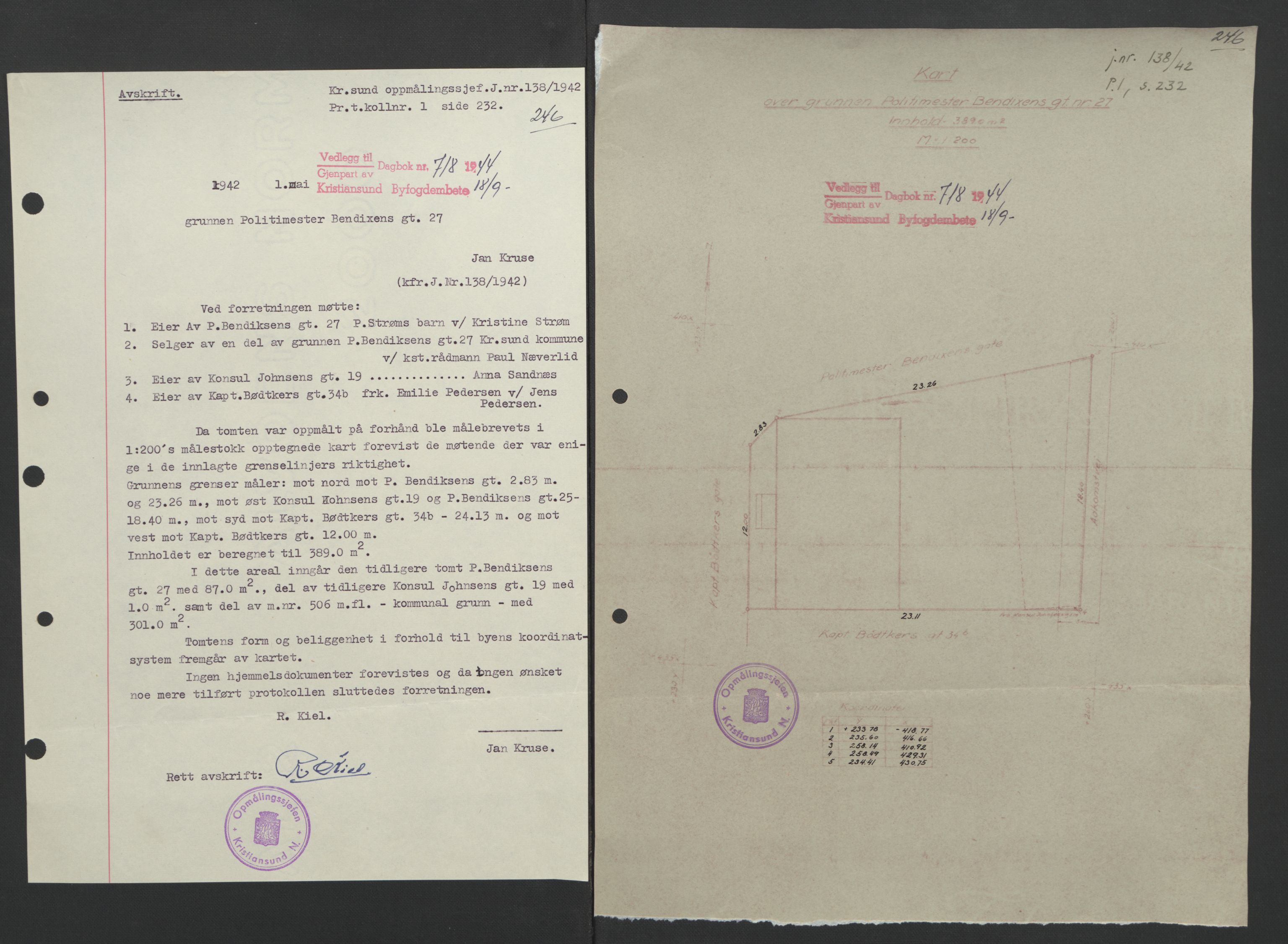 Kristiansund byfogd, AV/SAT-A-4587/A/27: Mortgage book no. 37, 1942-1945, Diary no: : 718/1944