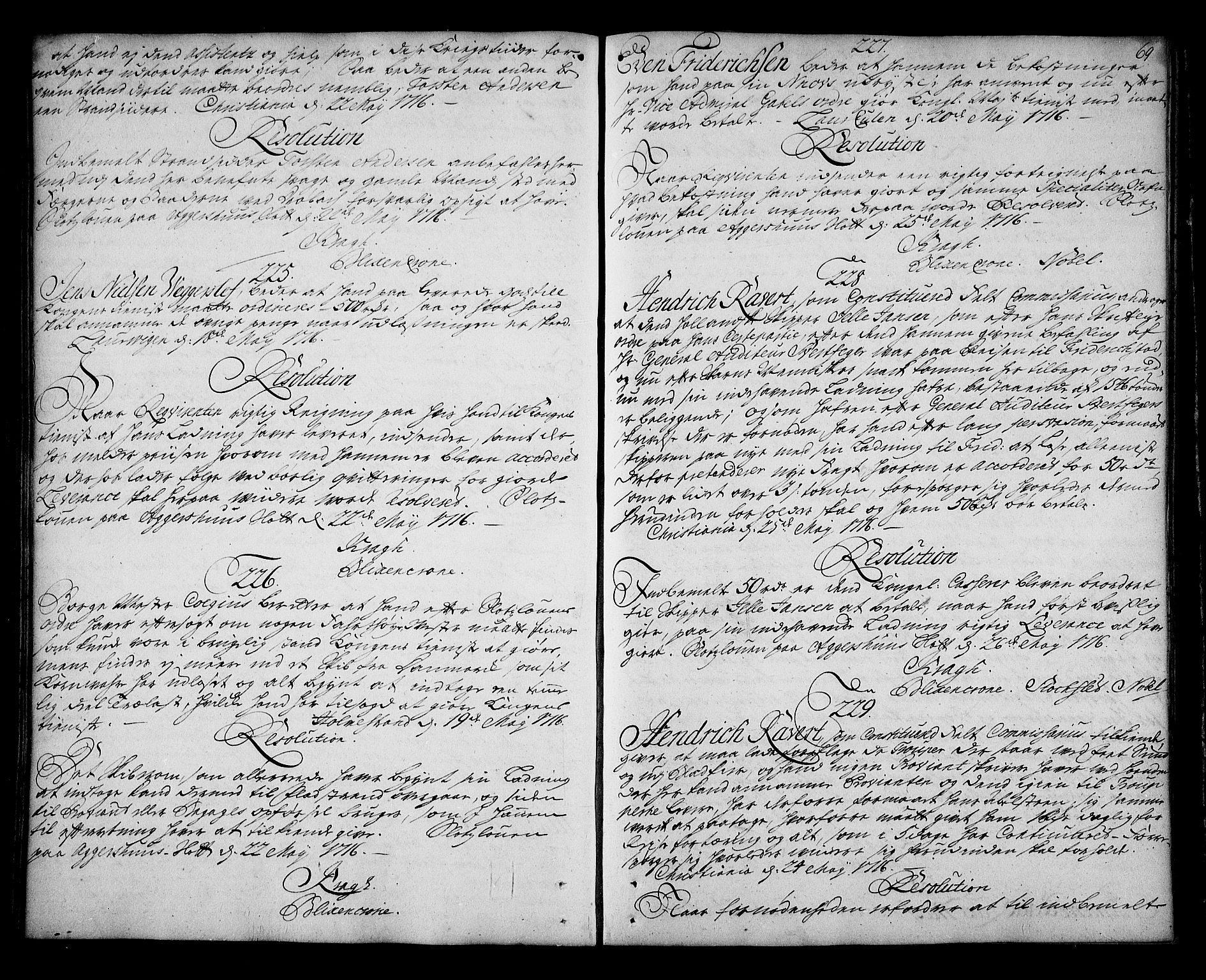 Stattholderembetet 1572-1771, AV/RA-EA-2870/Ag/L0003: Supplikasjons- og resolusjonsprotokoll, 1715-1717, p. 68b-69a