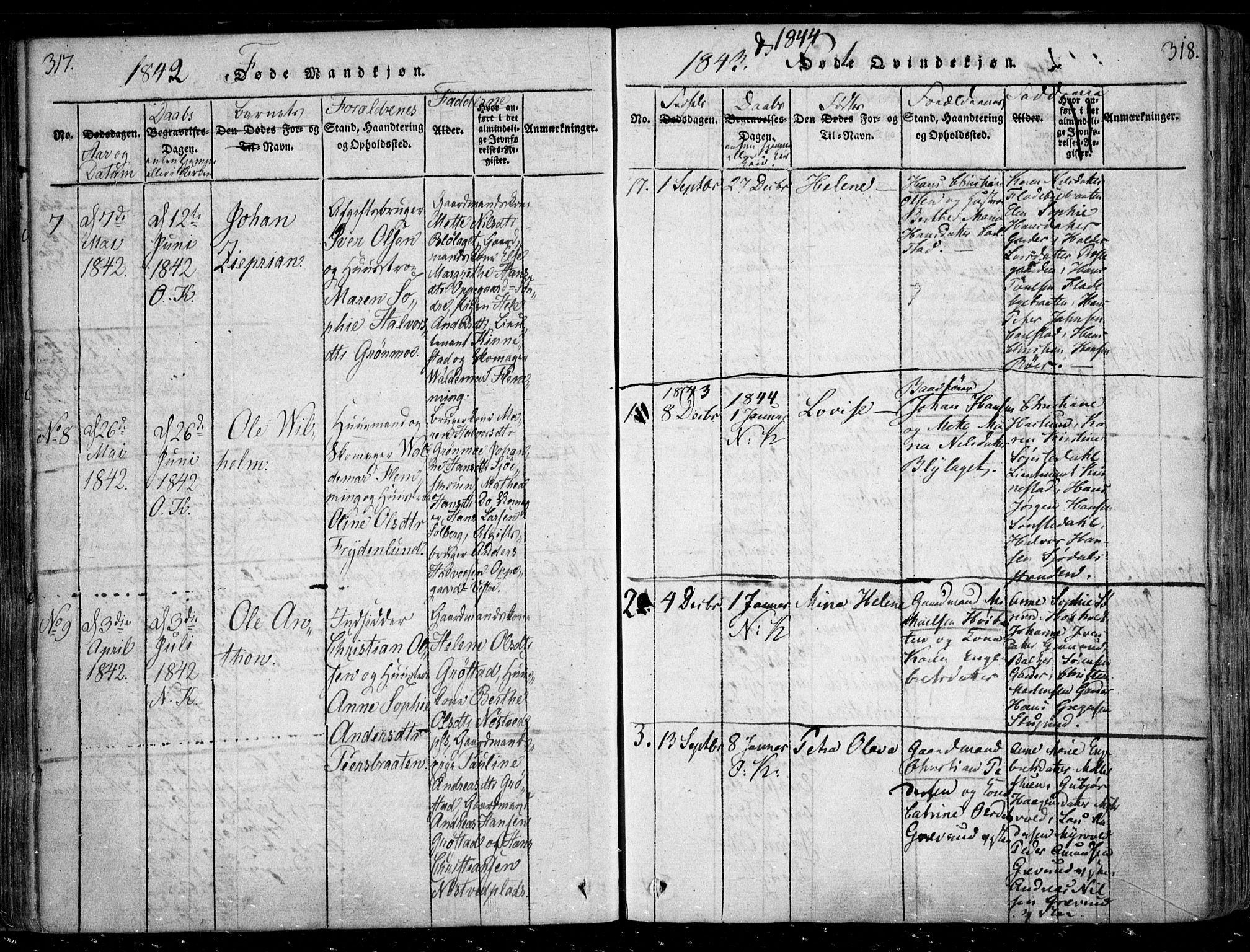 Nesodden prestekontor Kirkebøker, SAO/A-10013/F/Fa/L0006: Parish register (official) no. I 6, 1814-1847, p. 317-318