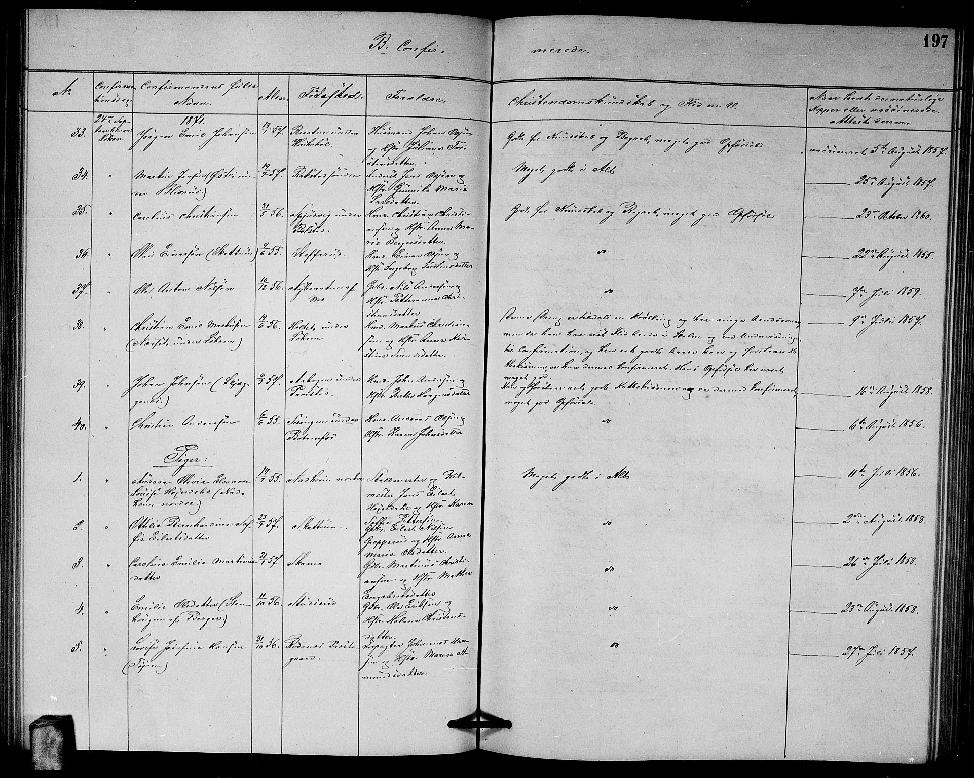 Høland prestekontor Kirkebøker, AV/SAO-A-10346a/G/Ga/L0006: Parish register (copy) no. I 6, 1869-1879, p. 197