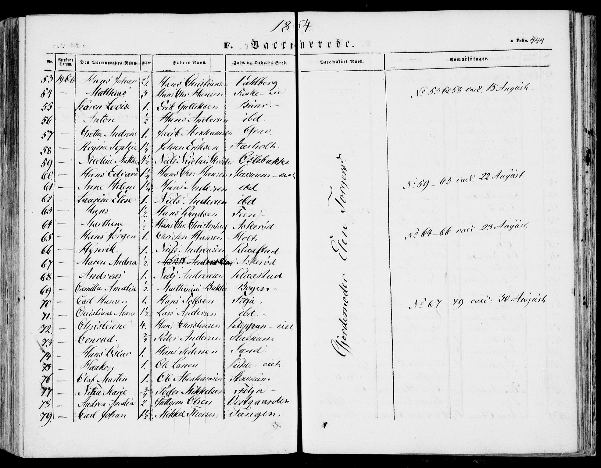 Stokke kirkebøker, AV/SAKO-A-320/F/Fa/L0007: Parish register (official) no. I 7, 1844-1857, p. 444