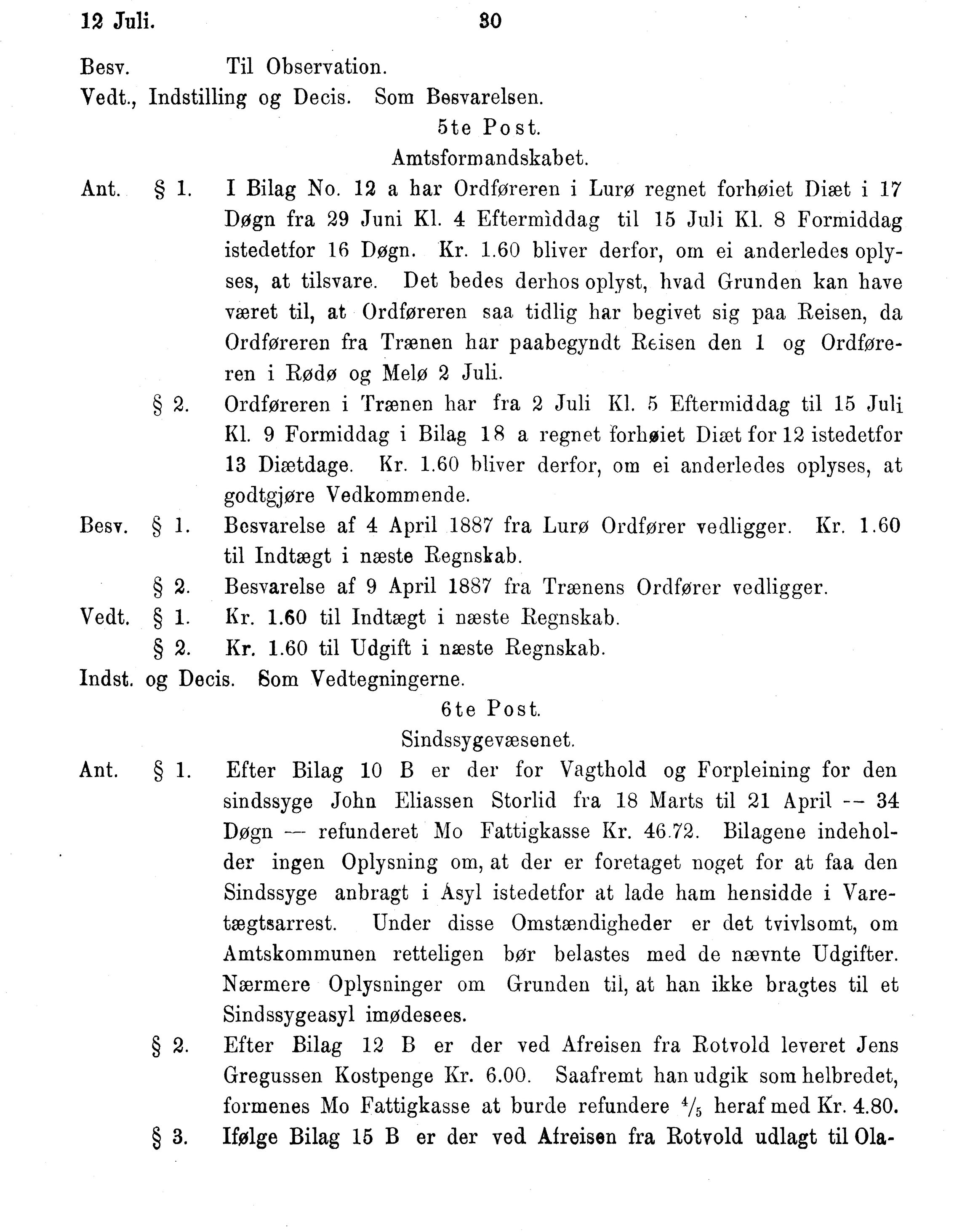 Nordland Fylkeskommune. Fylkestinget, AIN/NFK-17/176/A/Ac/L0015: Fylkestingsforhandlinger 1886-1890, 1886-1890