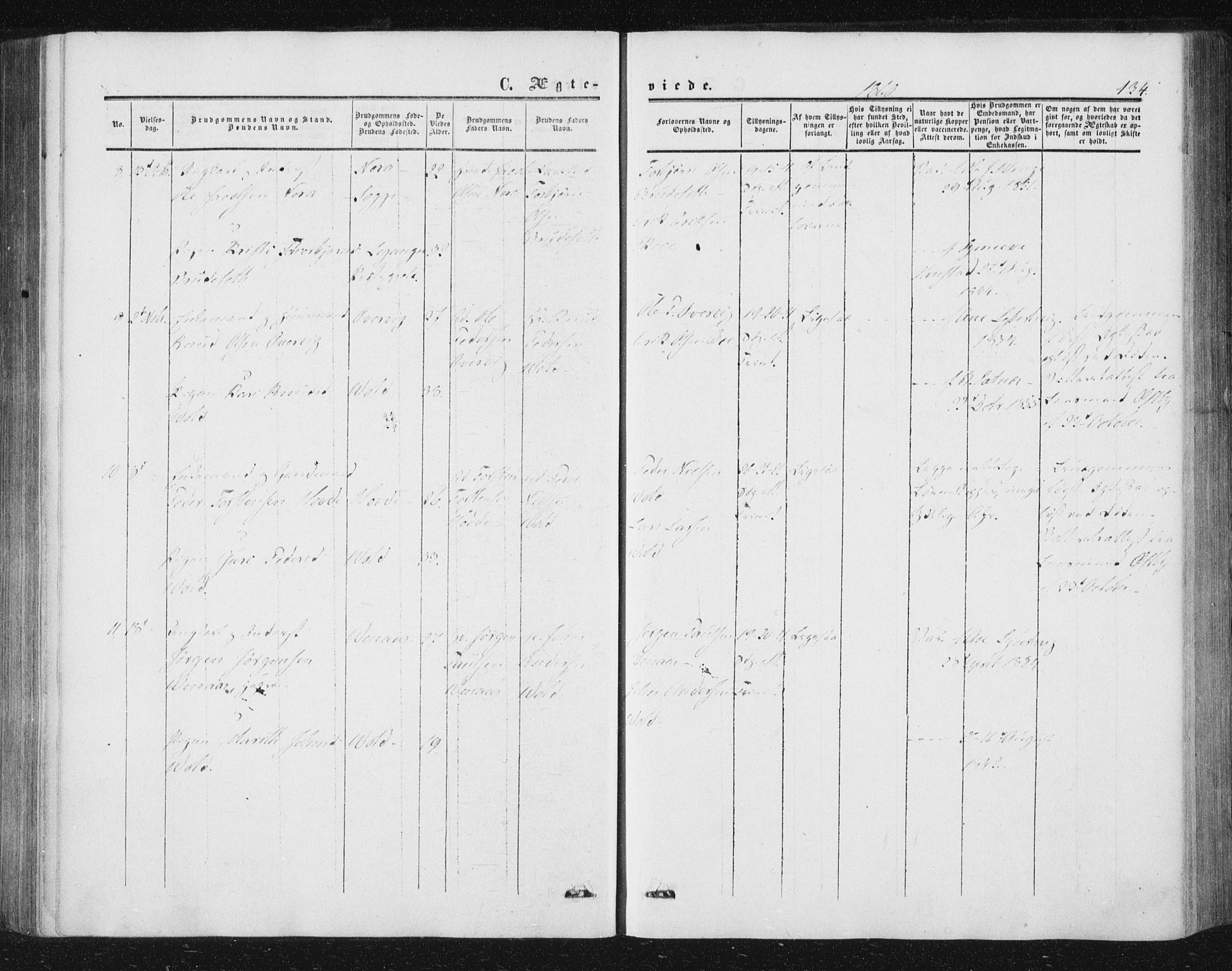 Ministerialprotokoller, klokkerbøker og fødselsregistre - Møre og Romsdal, AV/SAT-A-1454/543/L0562: Parish register (official) no. 543A02, 1854-1884, p. 134