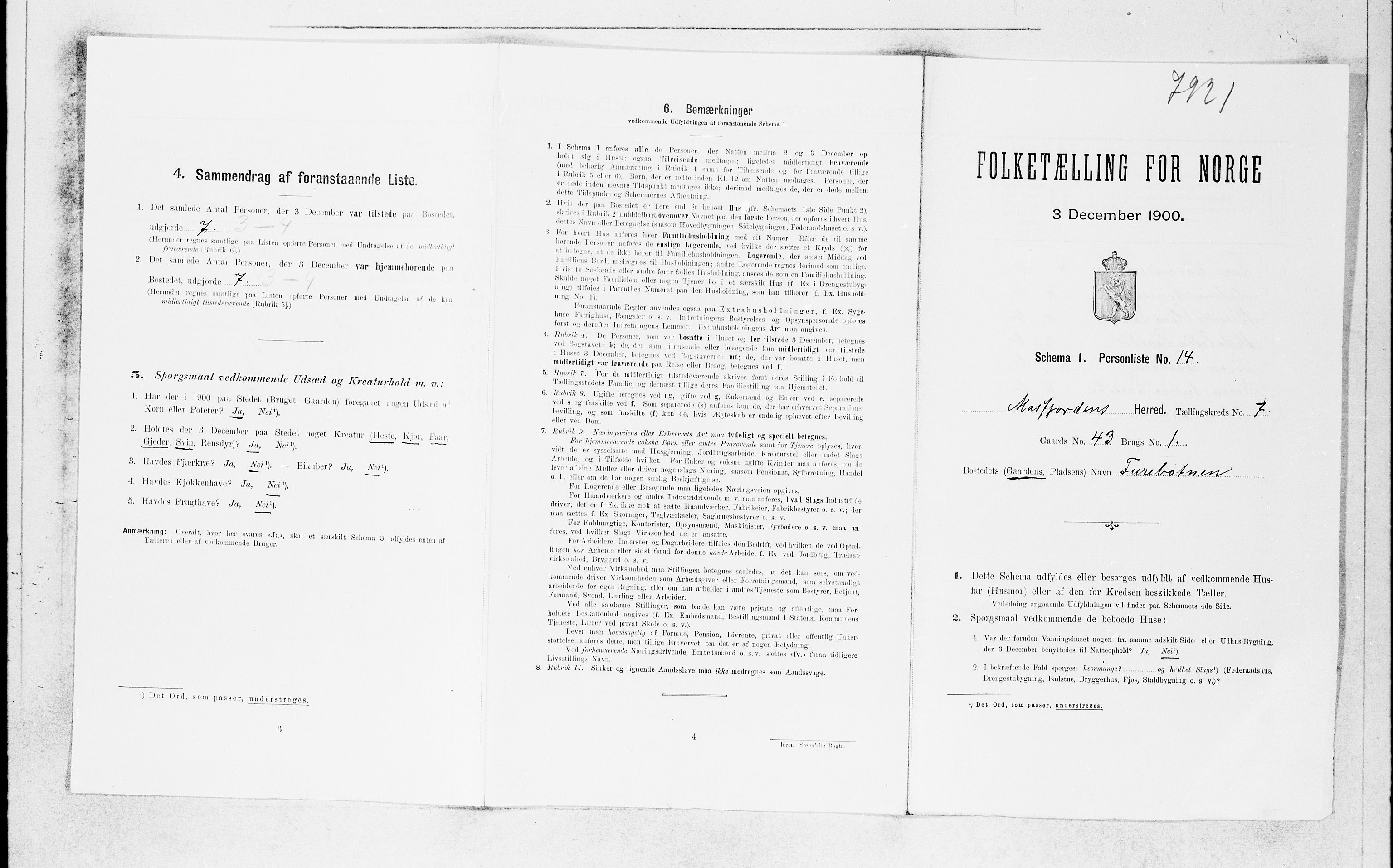 SAB, 1900 census for Masfjorden, 1900, p. 509