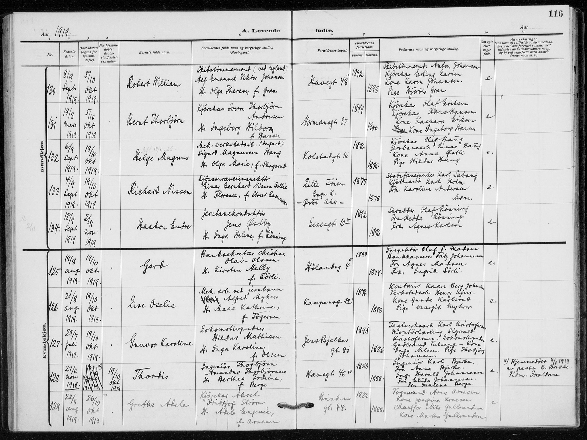 Kampen prestekontor Kirkebøker, AV/SAO-A-10853/F/Fa/L0012: Parish register (official) no. I 12, 1916-1921, p. 116