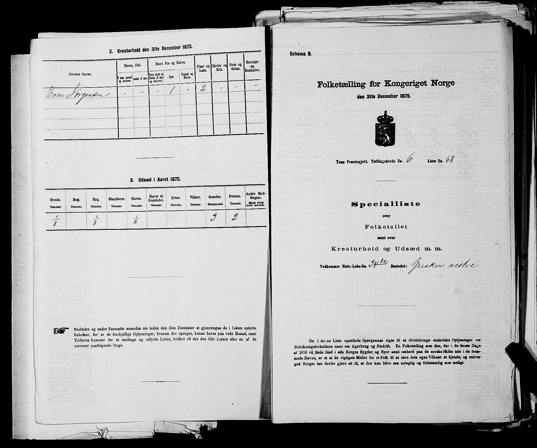 RA, 1875 census for 0130P Tune, 1875, p. 884