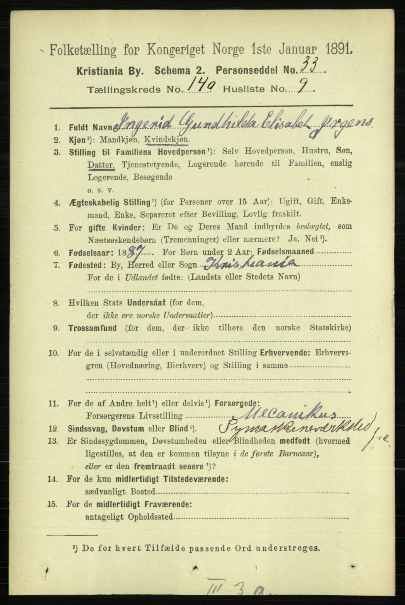 RA, 1891 census for 0301 Kristiania, 1891, p. 77930