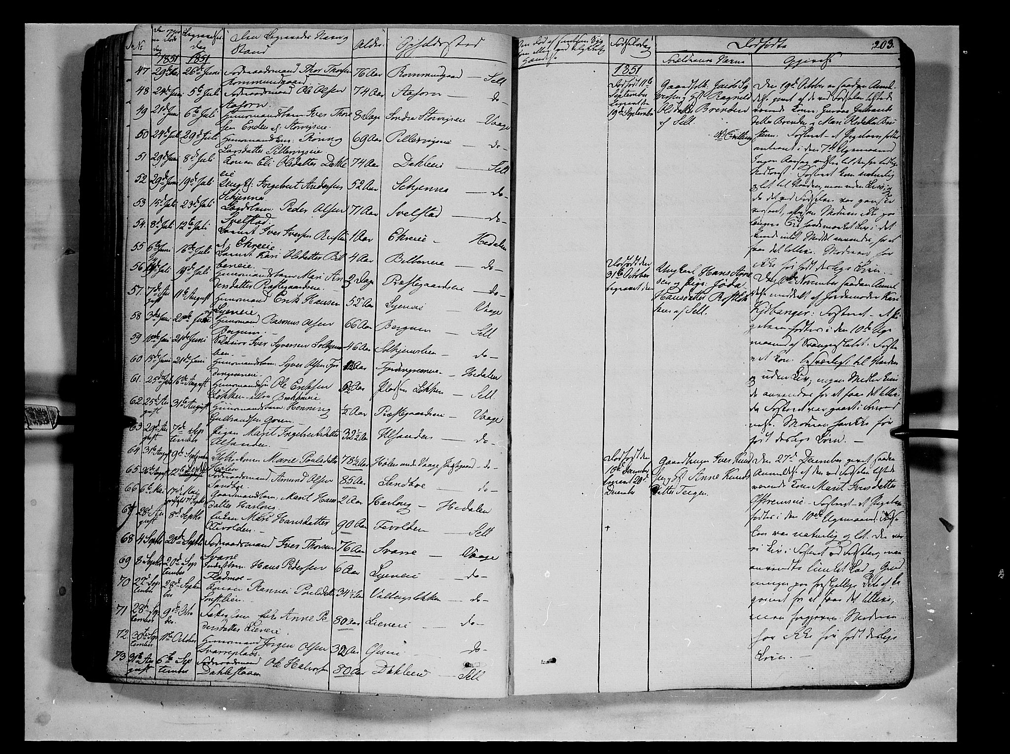 Vågå prestekontor, AV/SAH-PREST-076/H/Ha/Haa/L0005: Parish register (official) no. 5 /1, 1842-1856, p. 203