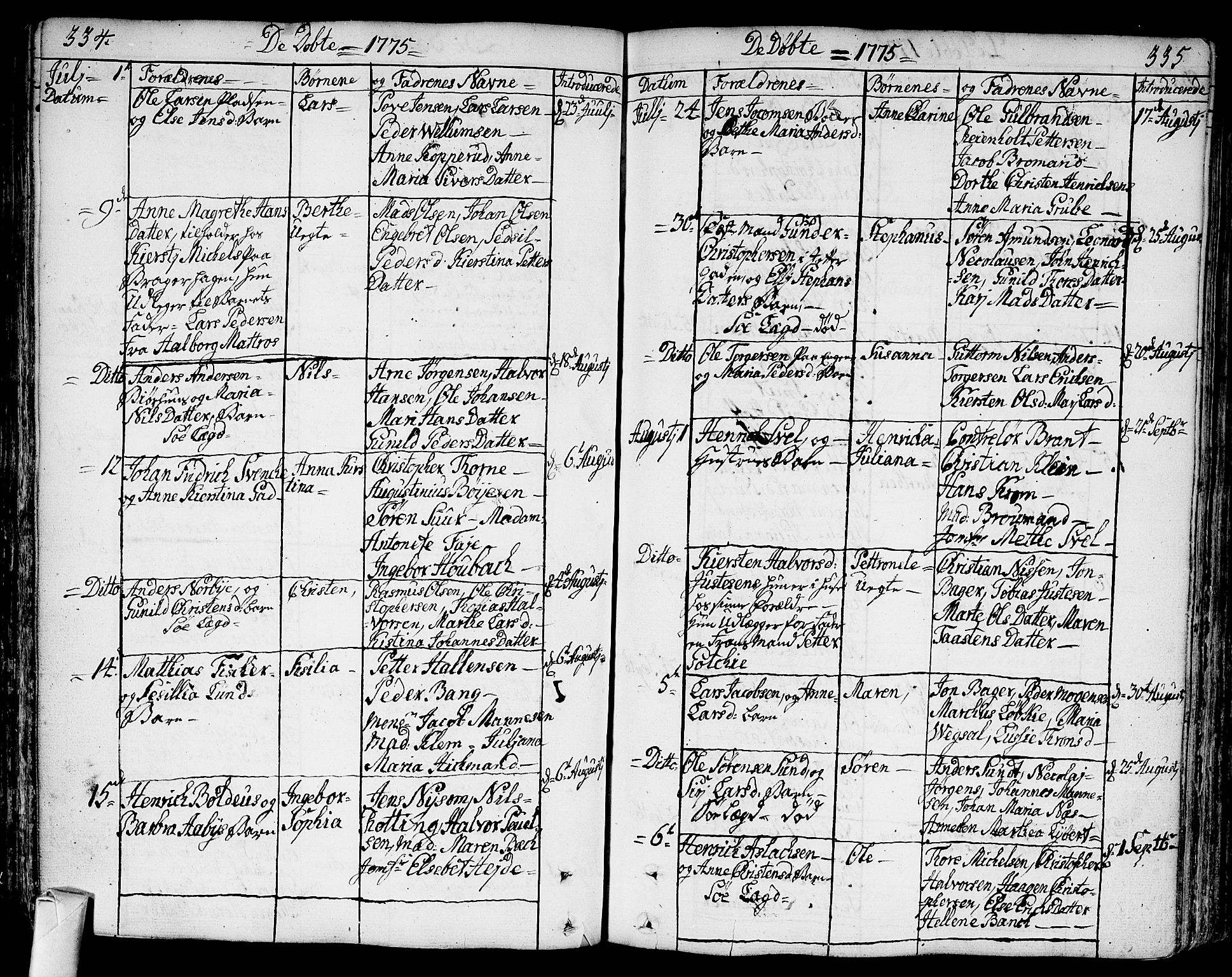 Bragernes kirkebøker, AV/SAKO-A-6/F/Fa/L0005: Parish register (official) no. I 5, 1759-1781, p. 334-335